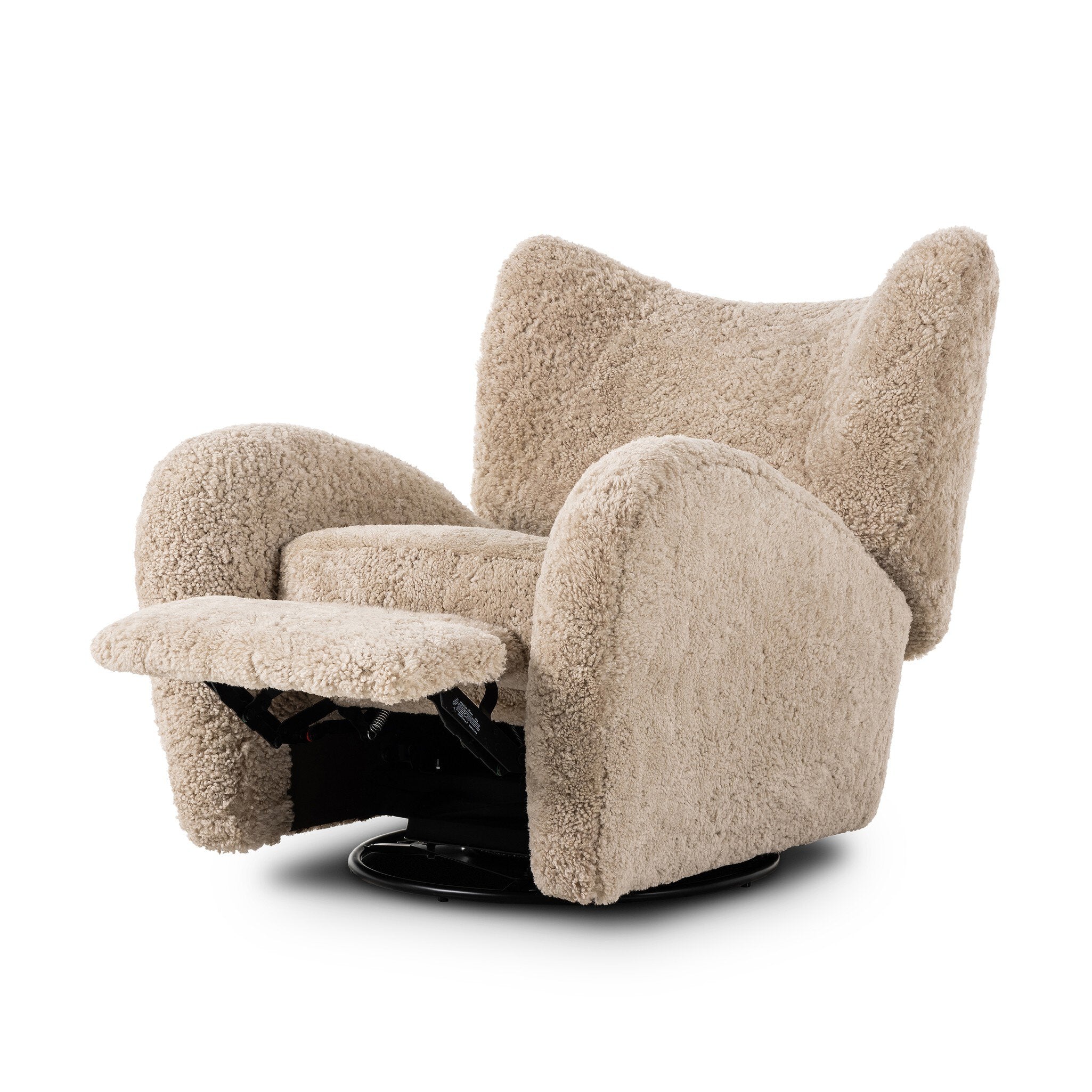 Four Hands Amelie Swivel Recliner — Beige Shearling