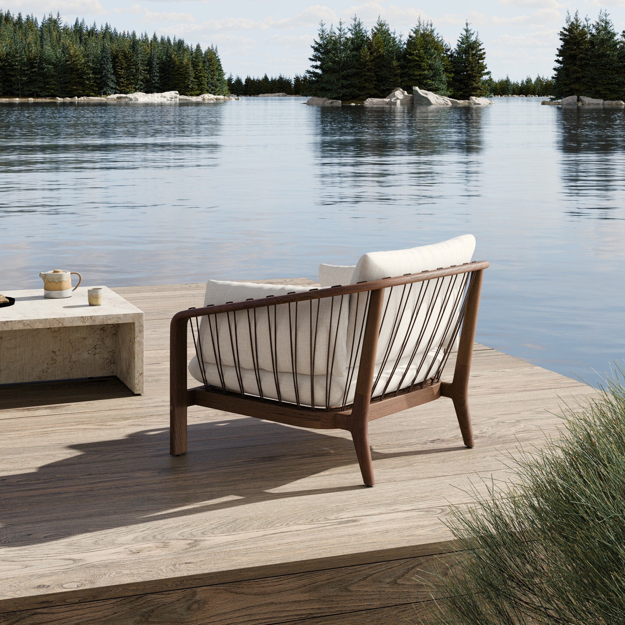 Four Hands Ambrosia Outdoor Chair — Vergo Cream-Earth Rope-Stained Toasted Brown-FSC