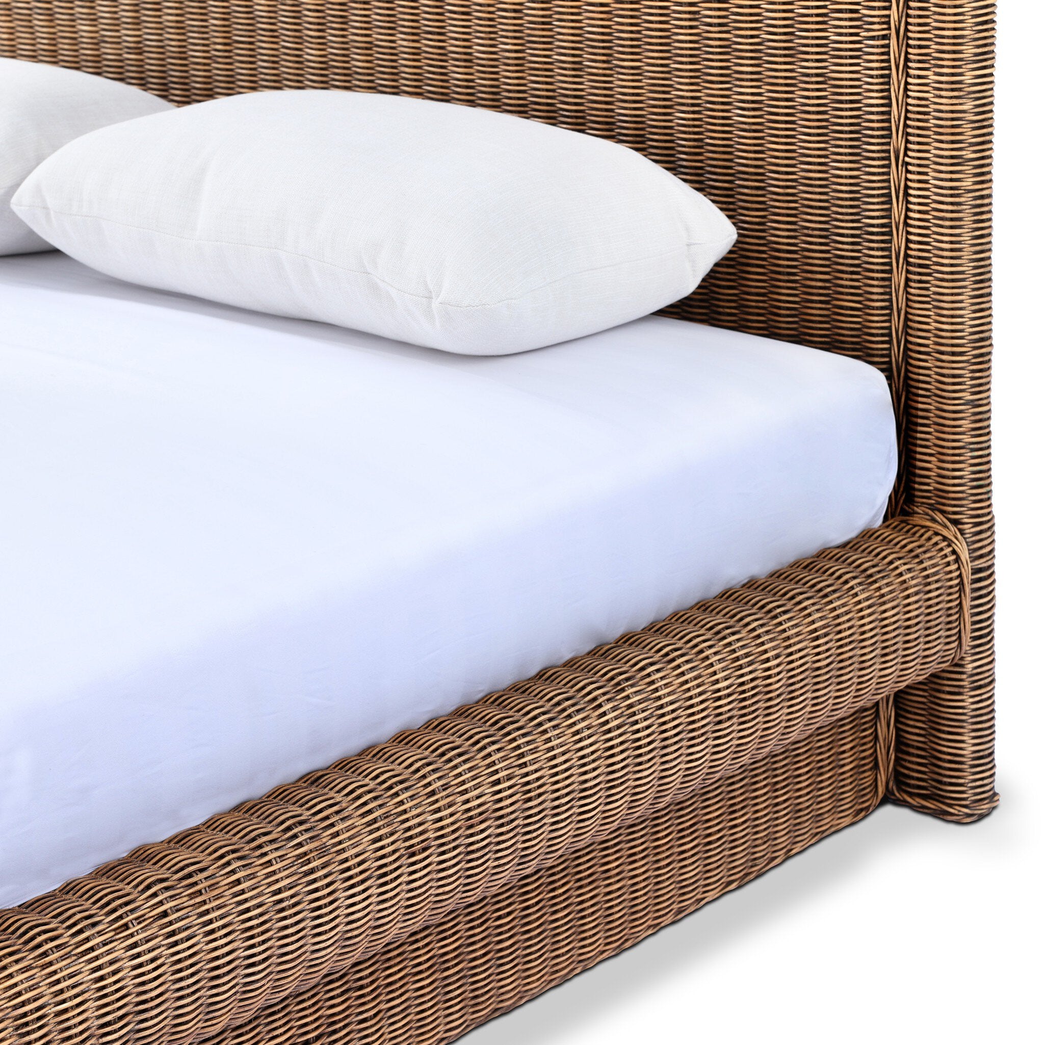Four Hands Costa Bed — Natural Brown Rattan-Queen