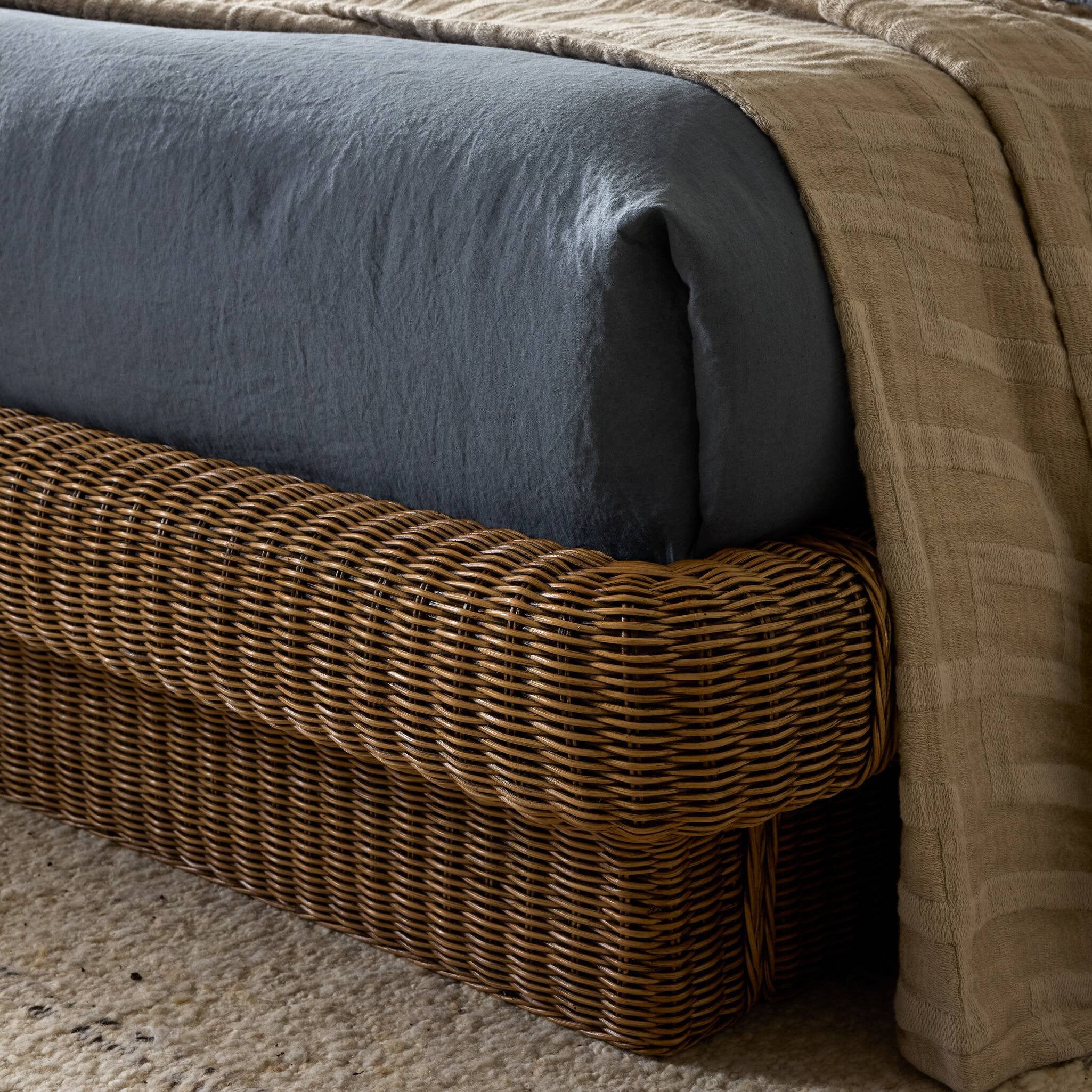 Four Hands Costa Bed — Natural Brown Rattan-Queen