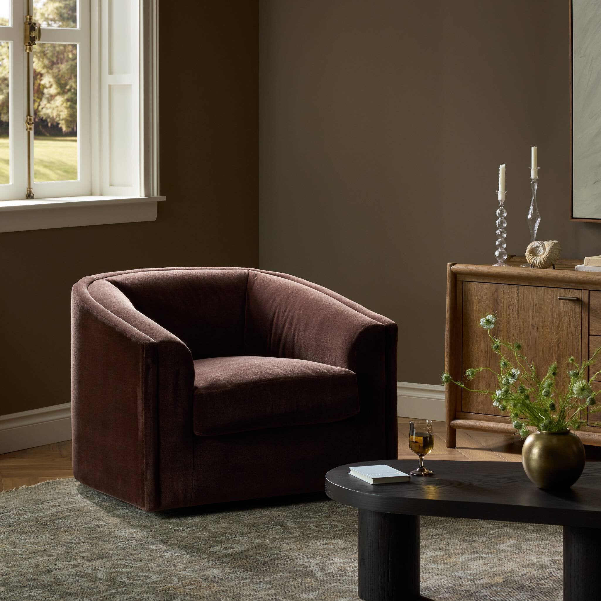Four Hands Presley Swivel Chair — Monte Chocolate