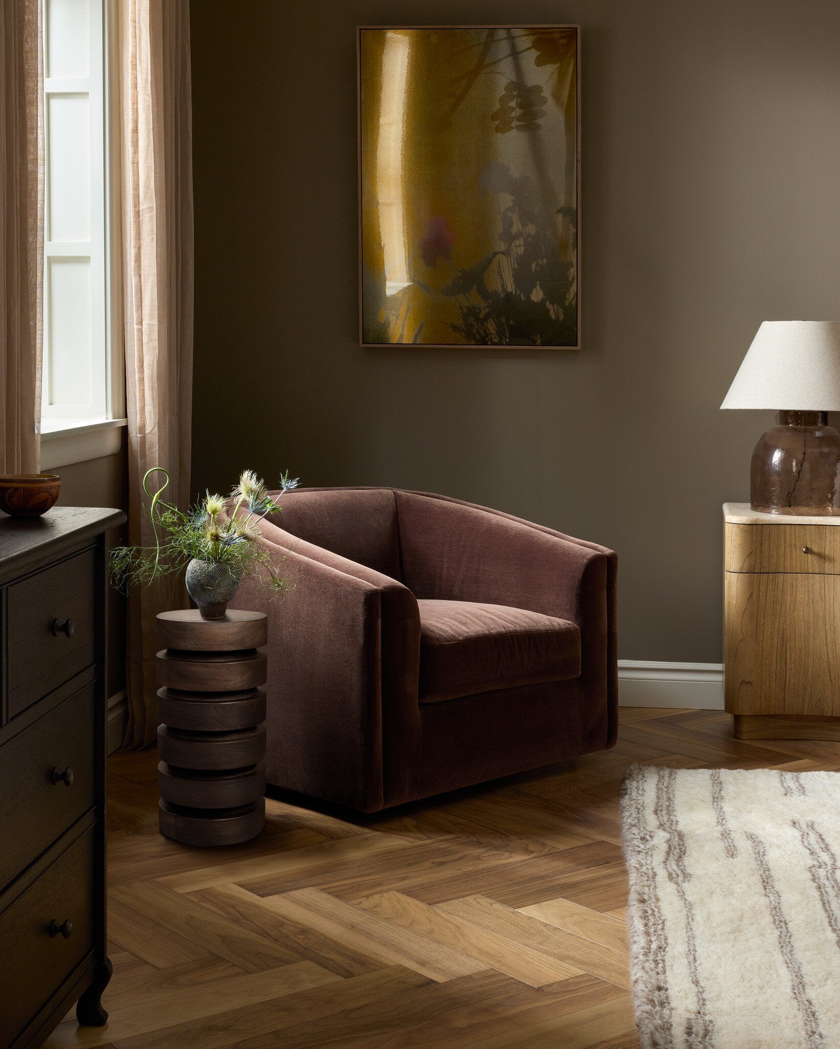 Four Hands Presley Swivel Chair — Monte Chocolate