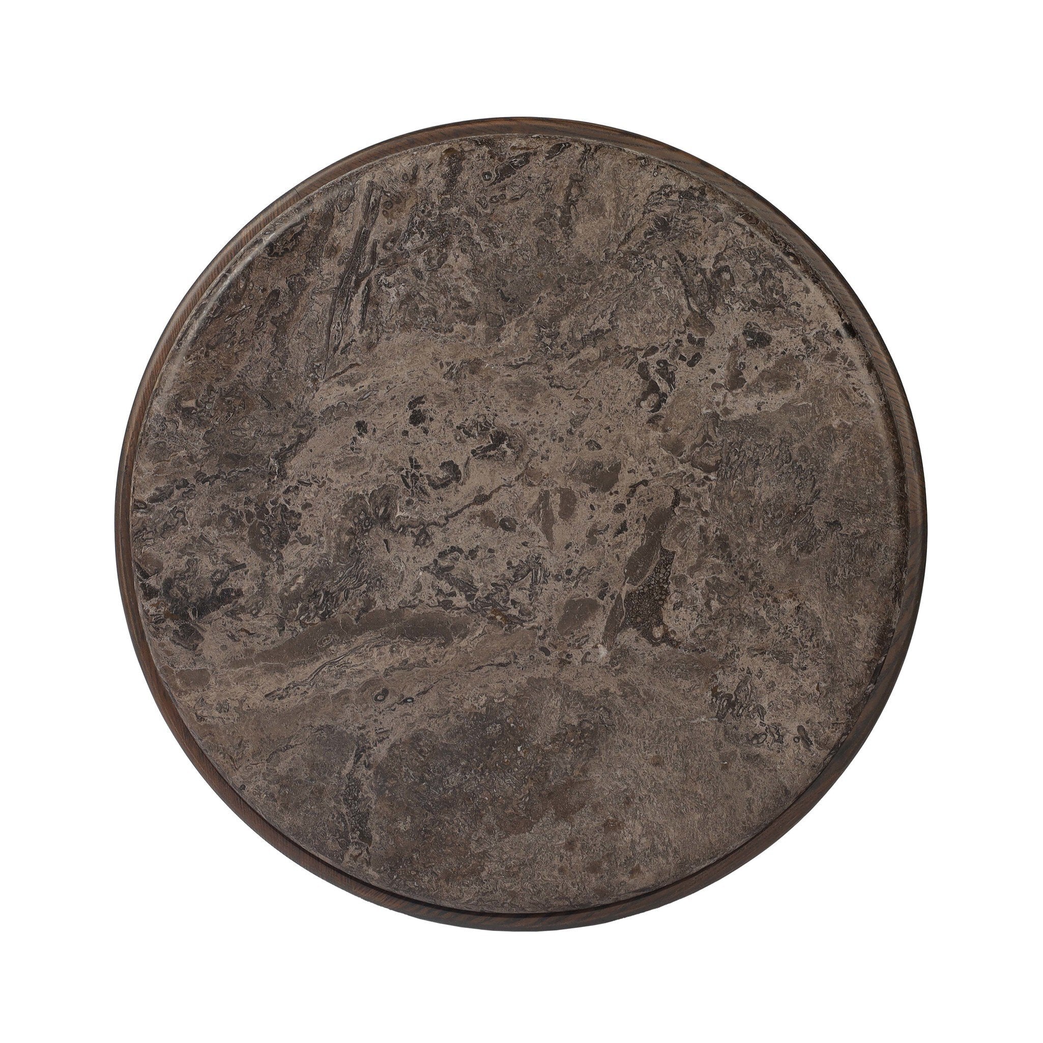 Four Hands Zeke End Table — Warm Grey Marble-Coco Nettlewood-Coco Ash Veneer