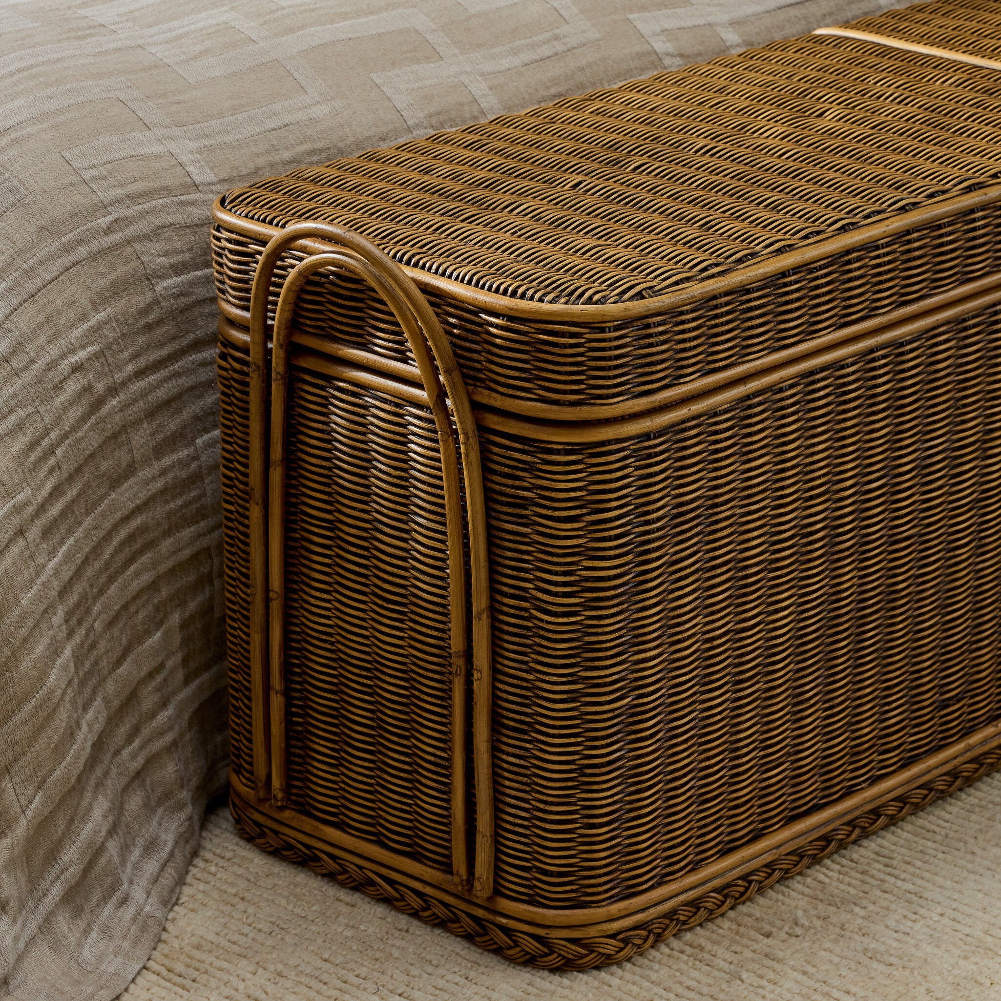 Four Hands Rowina Trunk — Natural Brown Rattan