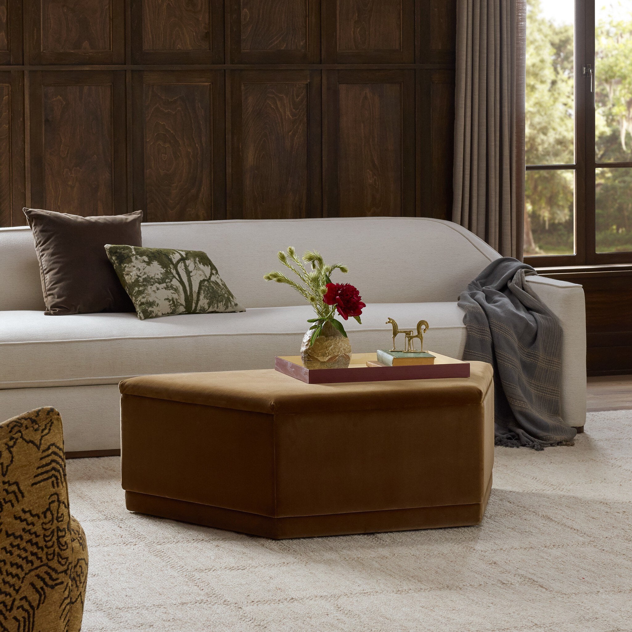 Four Hands Becenti Ottoman — Surrey Ochre