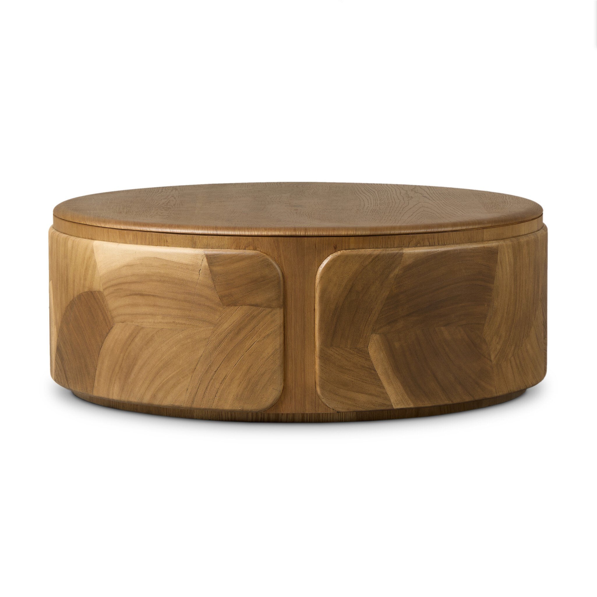 Four Hands Marlena Coffee Table — Ochre Guanacaste Oyster-Smoked American Oak Veneer-Smoked Oak Veneer