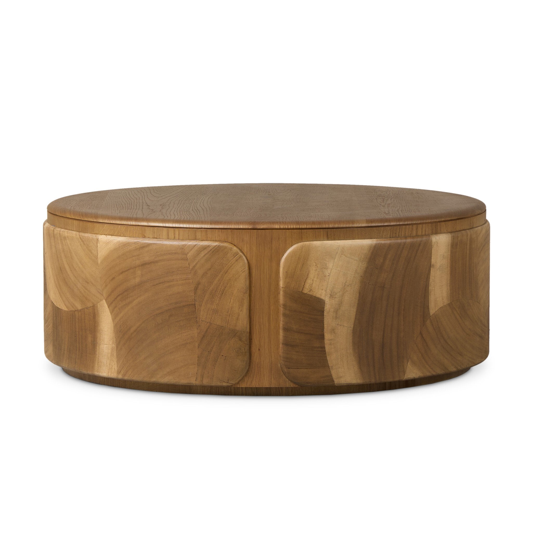 Four Hands Marlena Coffee Table — Ochre Guanacaste Oyster-Smoked American Oak Veneer-Smoked Oak Veneer