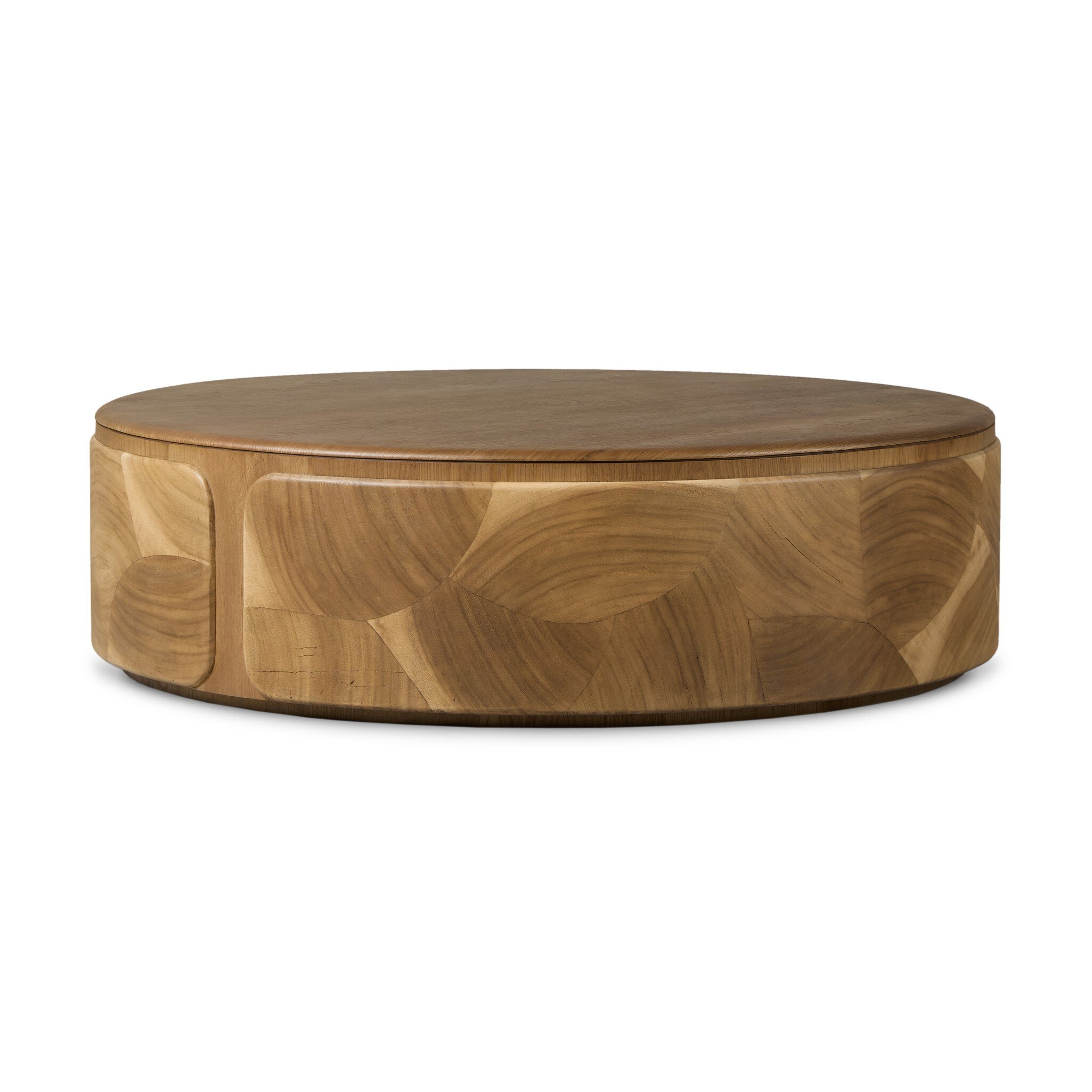 Four Hands Marlena Coffee Table — Ochre Guanacaste Oyster-Smoked American Oak Veneer-Smoked Oak Veneer