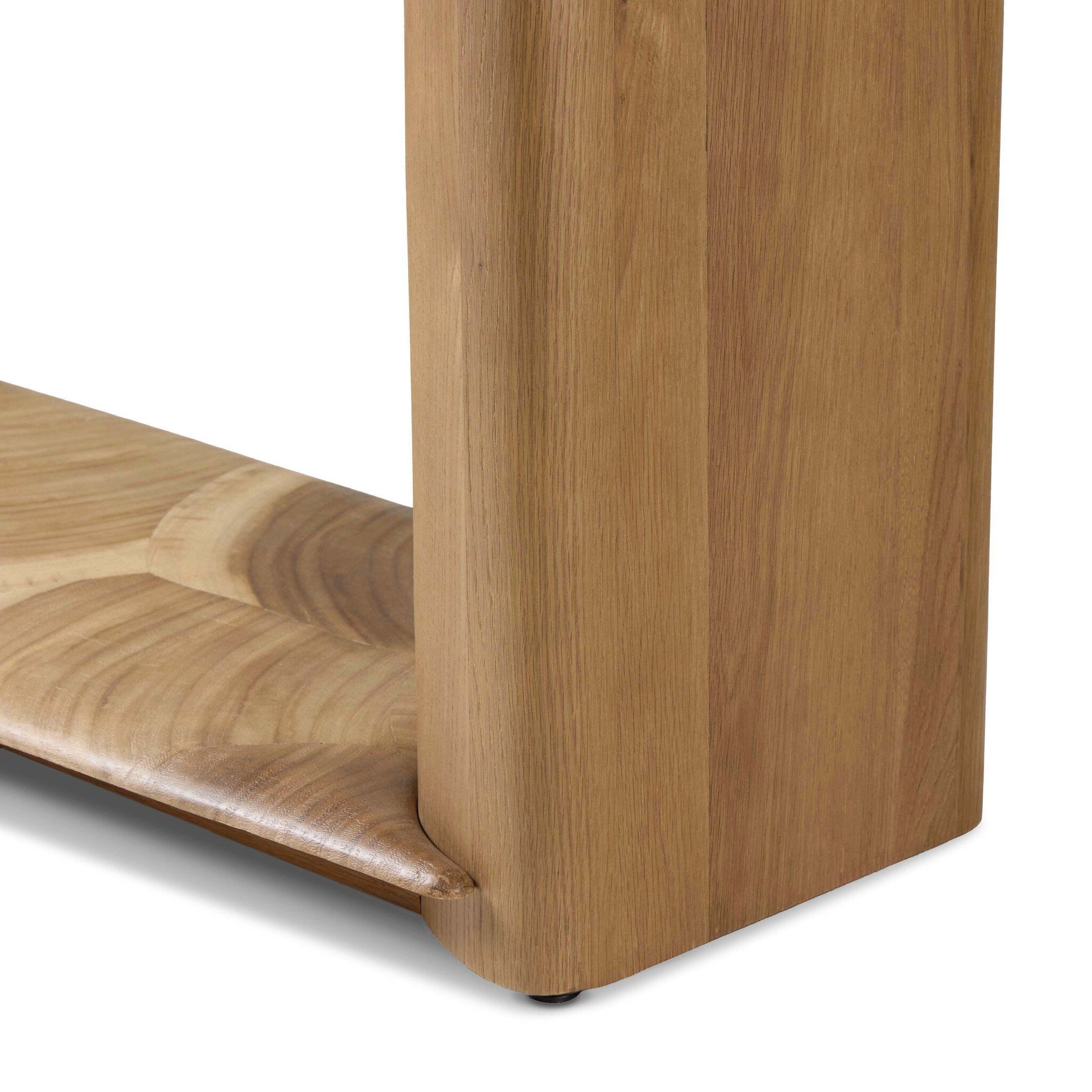 Four Hands Marlena Console Table — Ochre Guanacaste Oyster-Smoked American Oak Veneer-Smoked Oak Veneer
