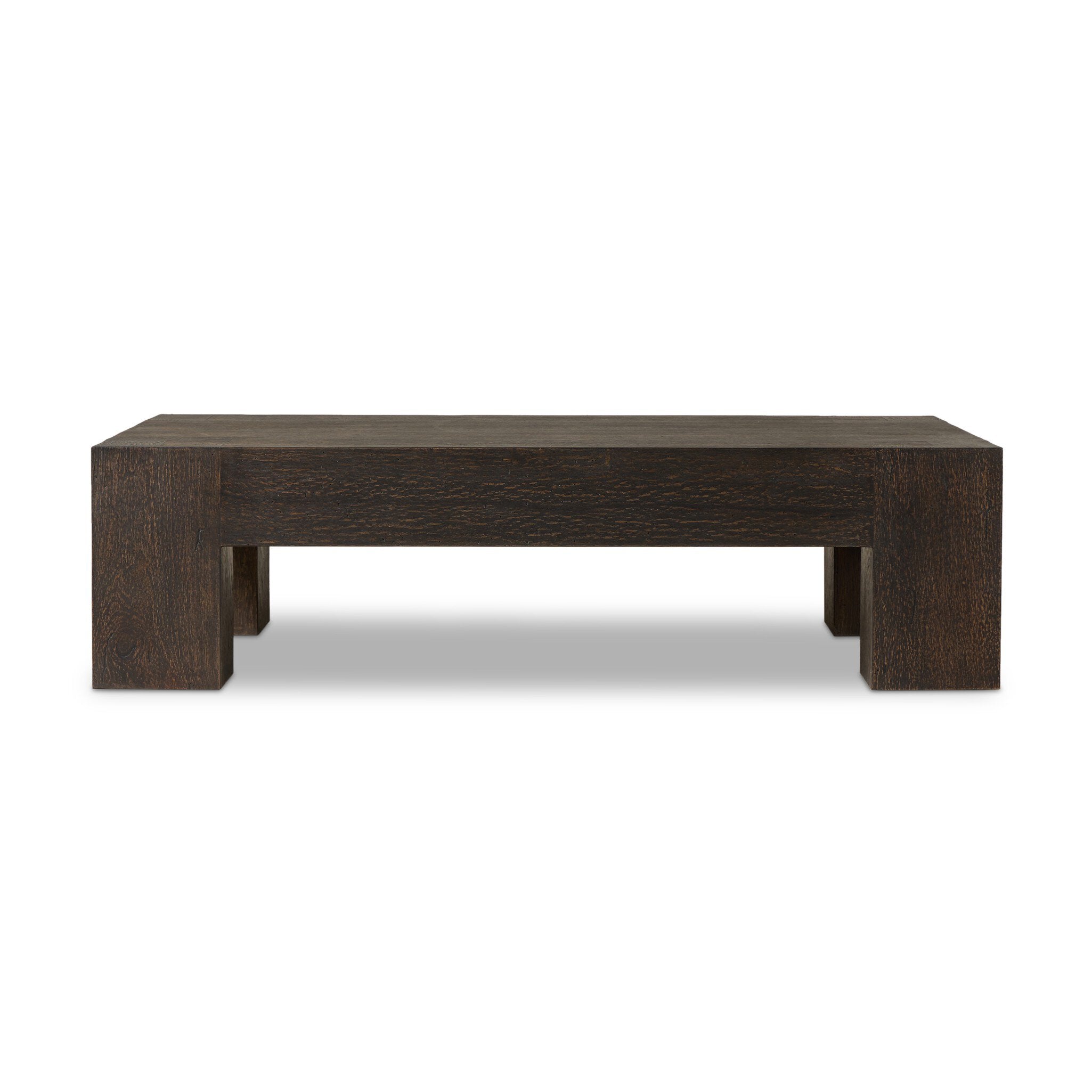 Four Hands Abaso Rectangular Coffee Table — Ebony Rustic Wormwood Oak-Smoked Oak Veneer