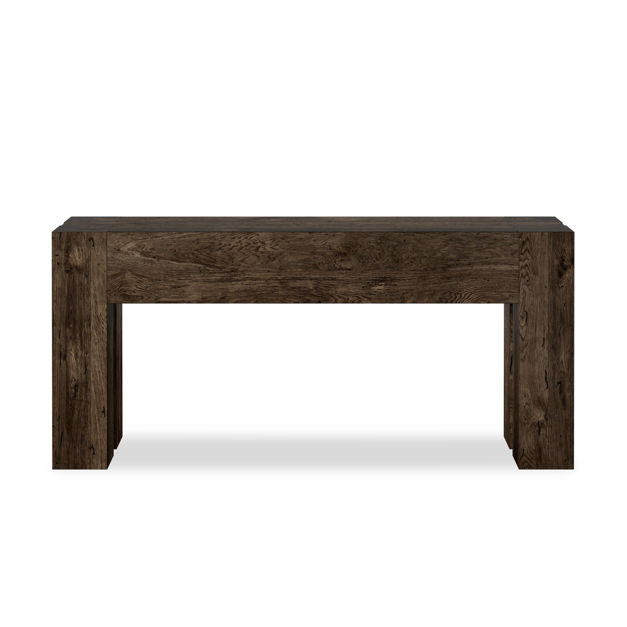 Four Hands Abaso Console Table — Ebony Rustic Wormwood Oak-Smoked Oak Veneer