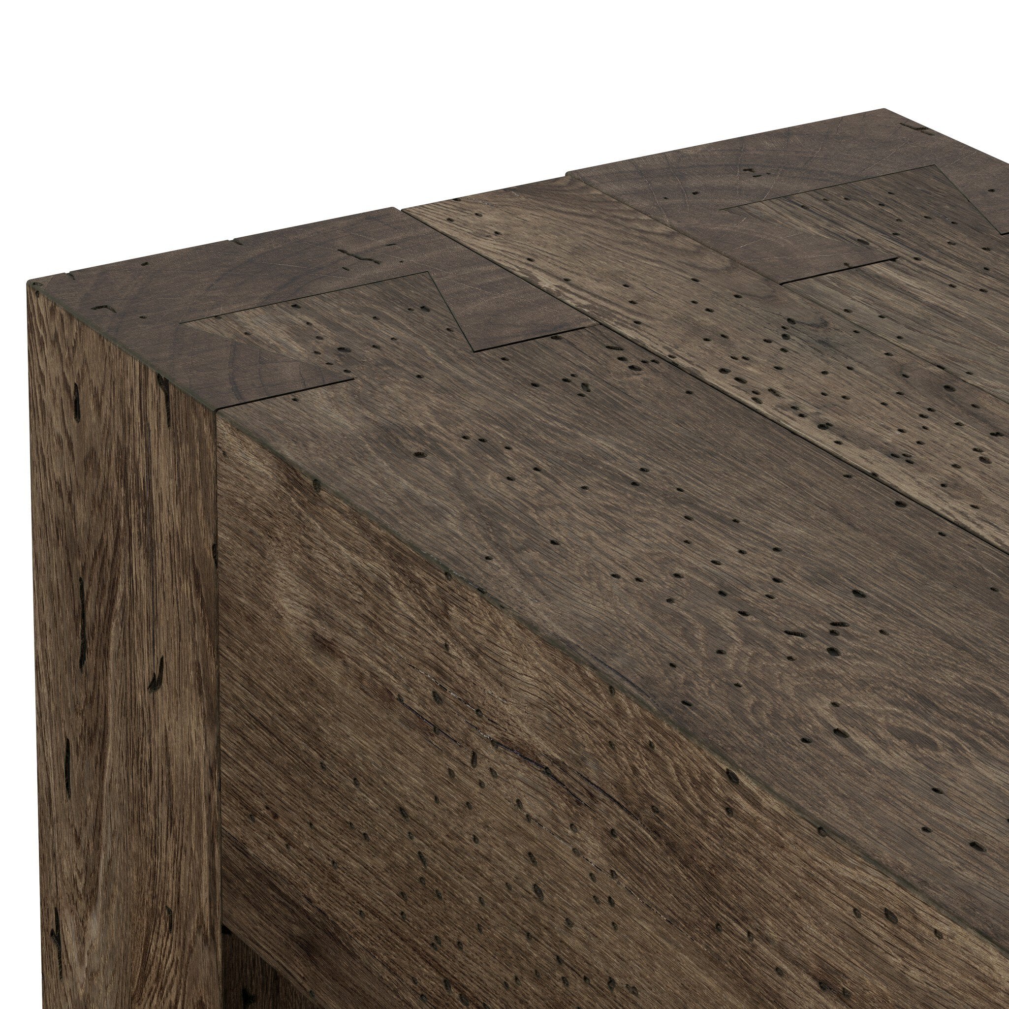 Four Hands Abaso Console Table — Ebony Rustic Wormwood Oak-Smoked Oak Veneer
