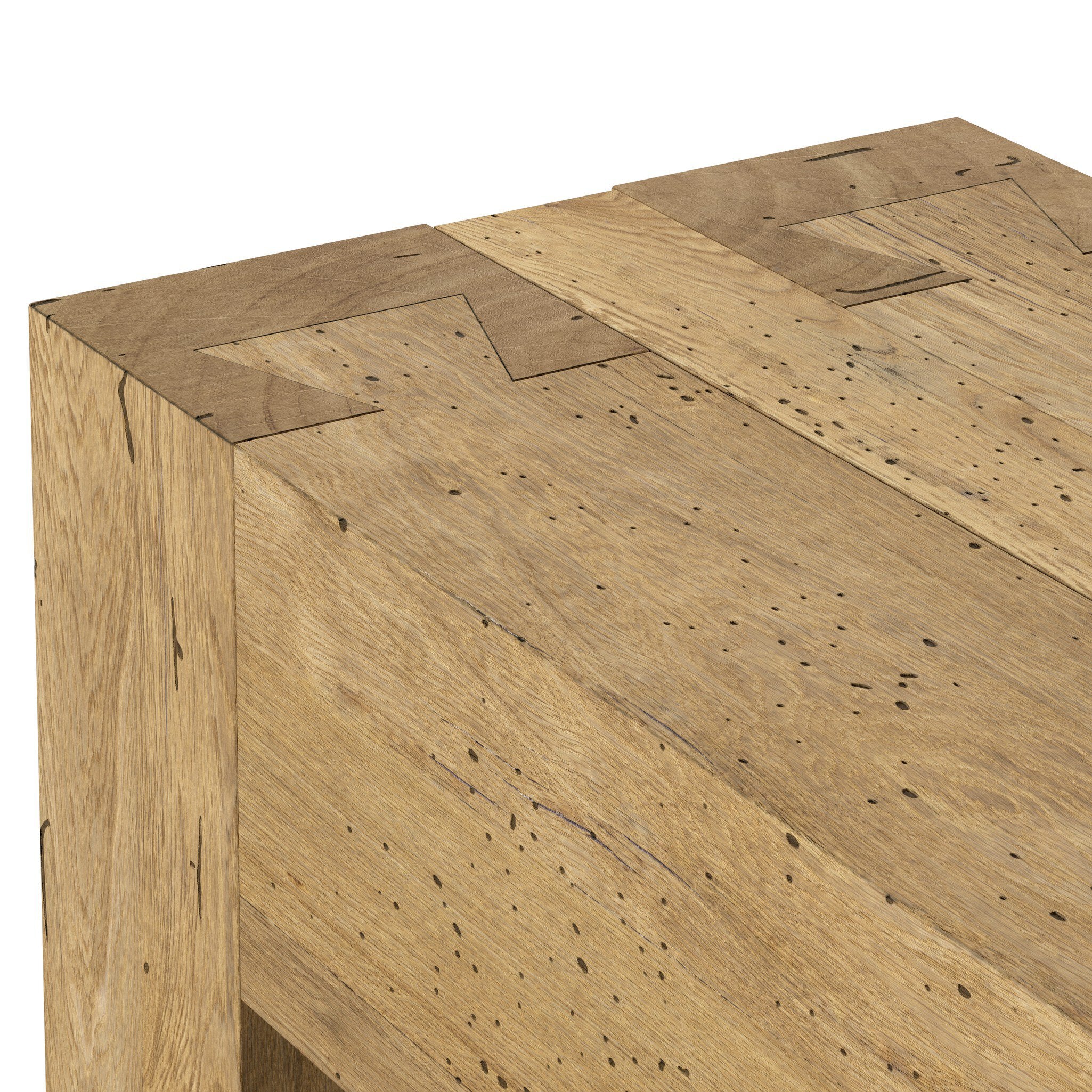 Four Hands Abaso Console Table — Rustic Wormwood Oak-Smoked Oak Veneer