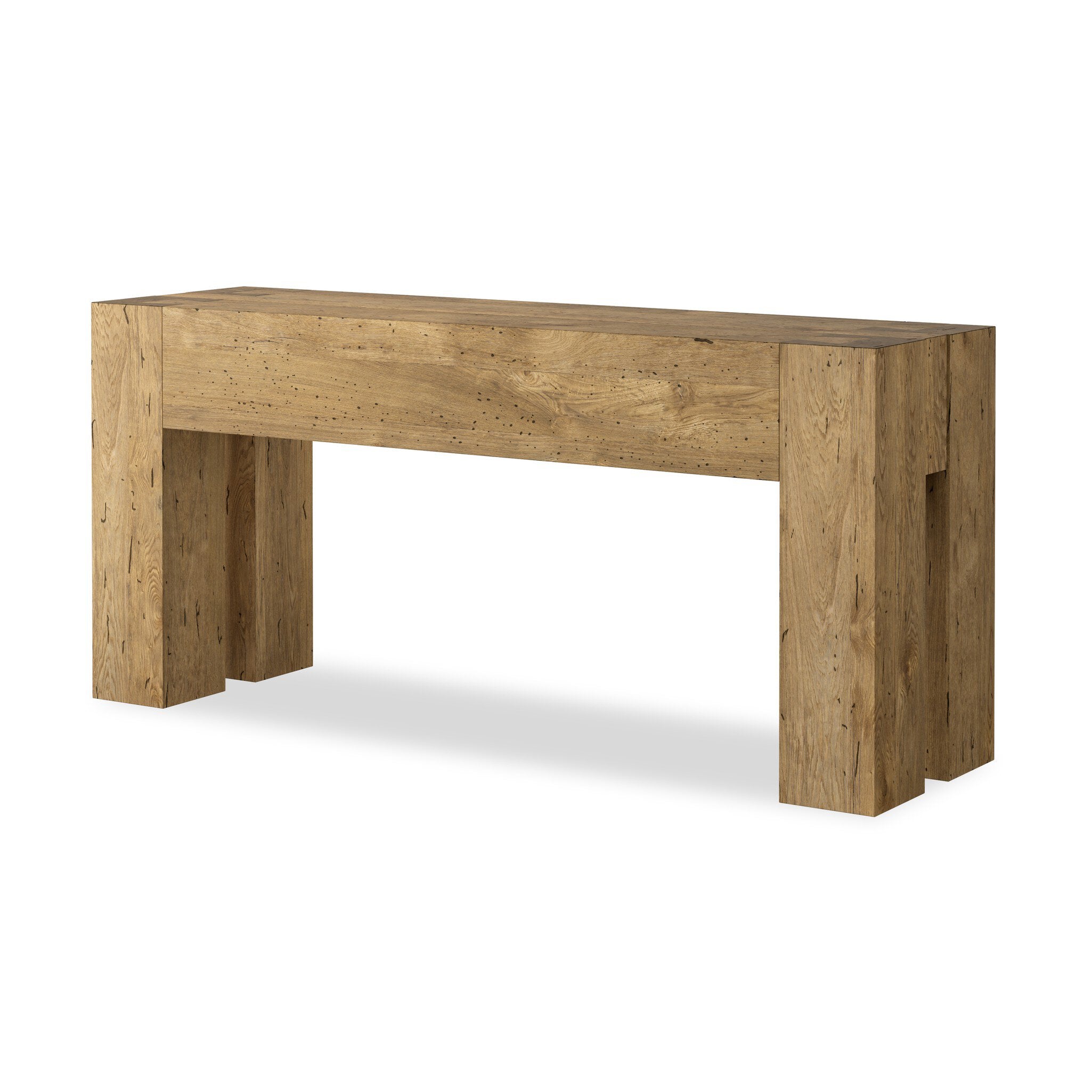 Four Hands Abaso Console Table — Rustic Wormwood Oak-Smoked Oak Veneer