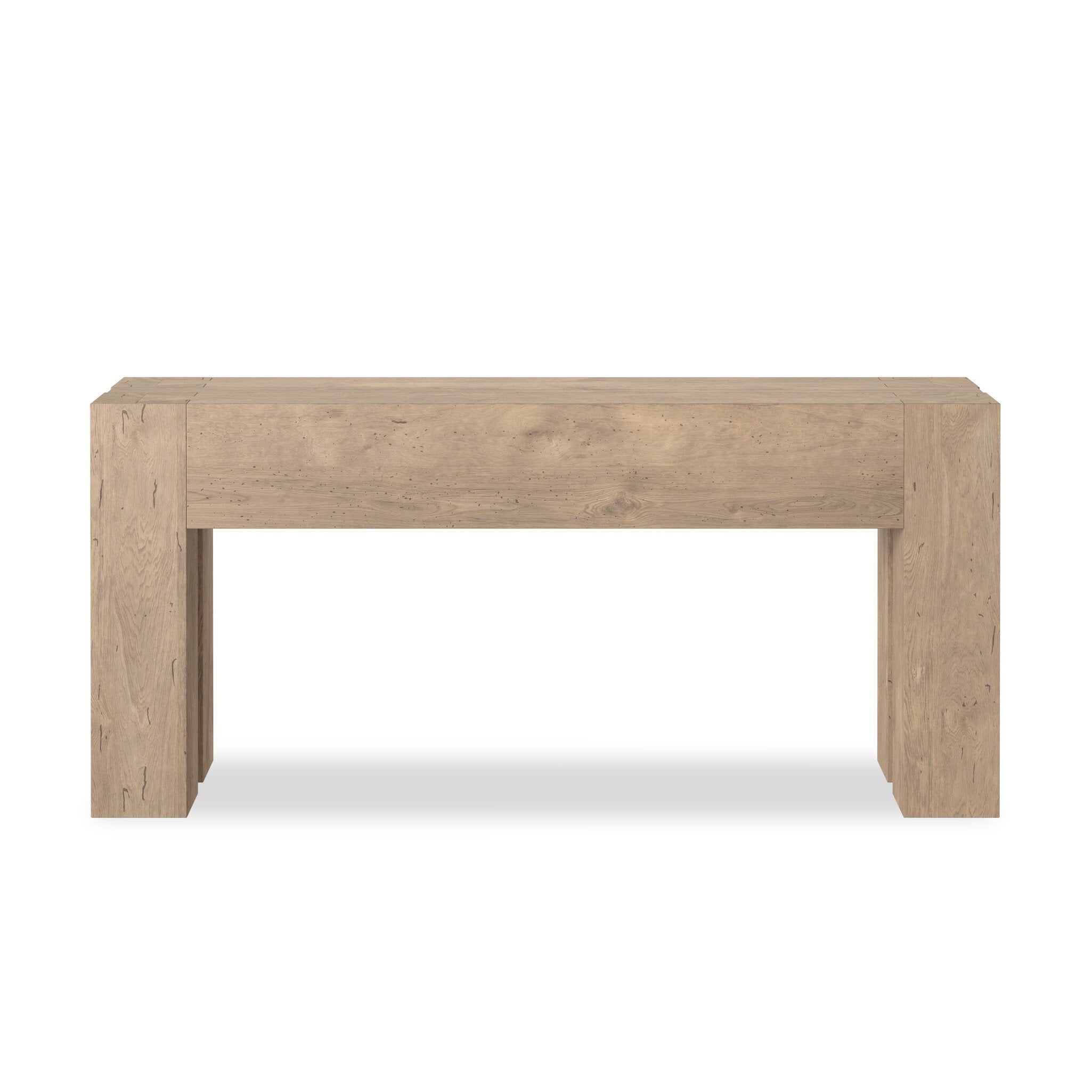 Four Hands Abaso Console Table — 255536-003- Whitewash Rustic Wormwood Oak-Smoked Oak Veneer