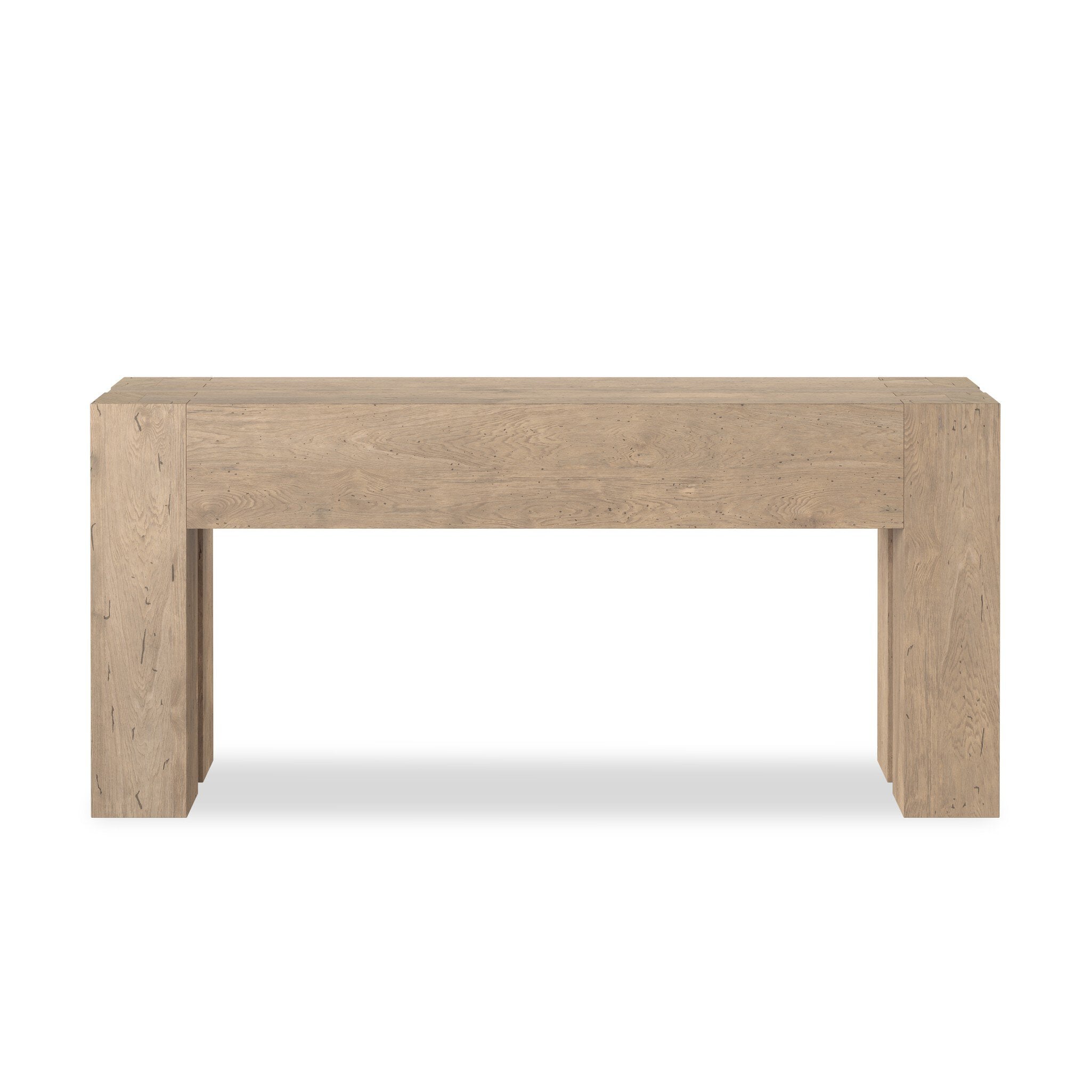 Four Hands Abaso Console Table — 255536-003- Whitewash Rustic Wormwood Oak-Smoked Oak Veneer