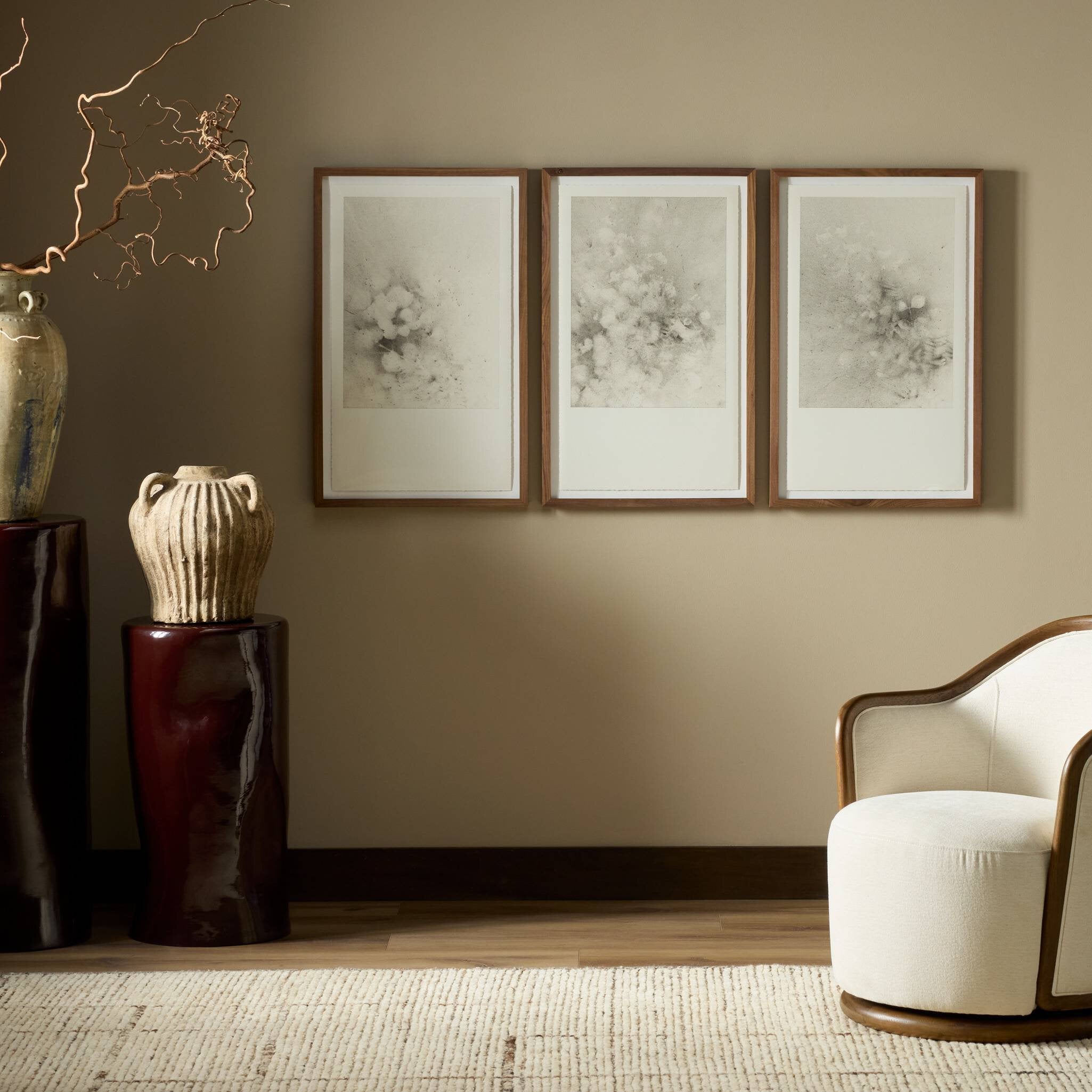 Four Hands Breath Drawing Triptych by Adrián White — 256085-003 - 60.0x32.0-Rustic 1.5 Walnut-Medium