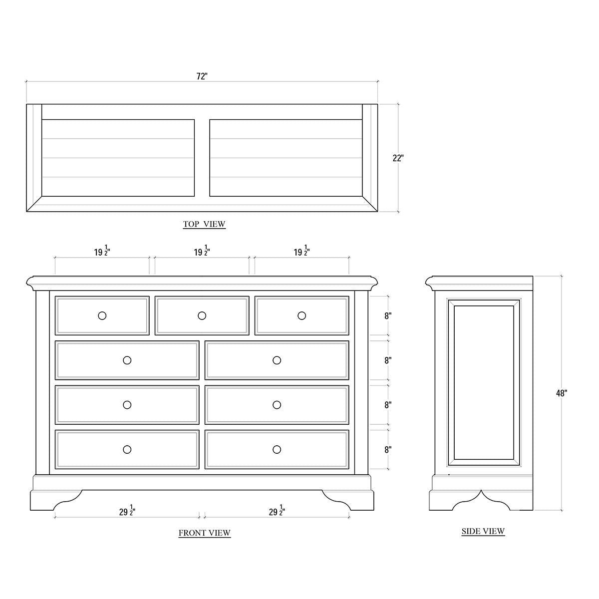 Bramble Huntley 9 Drawer Dresser — Straw Wash