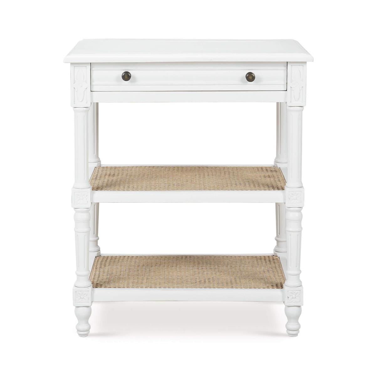 Bramble Melissa Side Table — Architectural White / Rattan Natural
