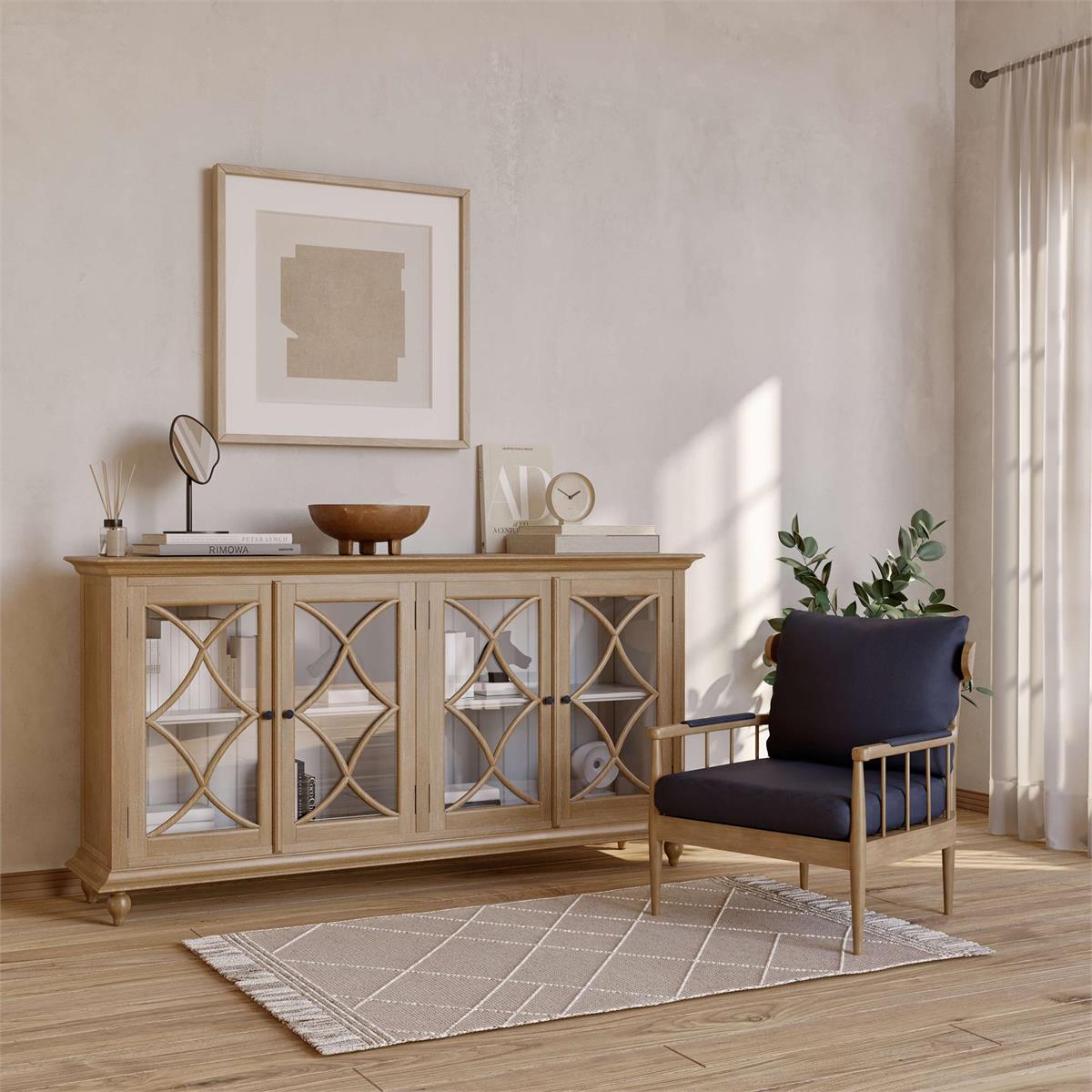 Bramble Hamilton 4 Door Buffet — Straw Wash / Architectural White