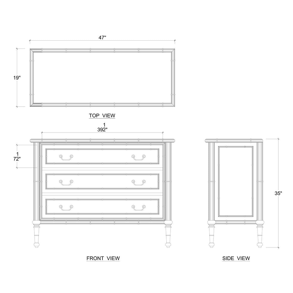 Bramble Martinique 3 Drawer Dresser — Antique French Oak