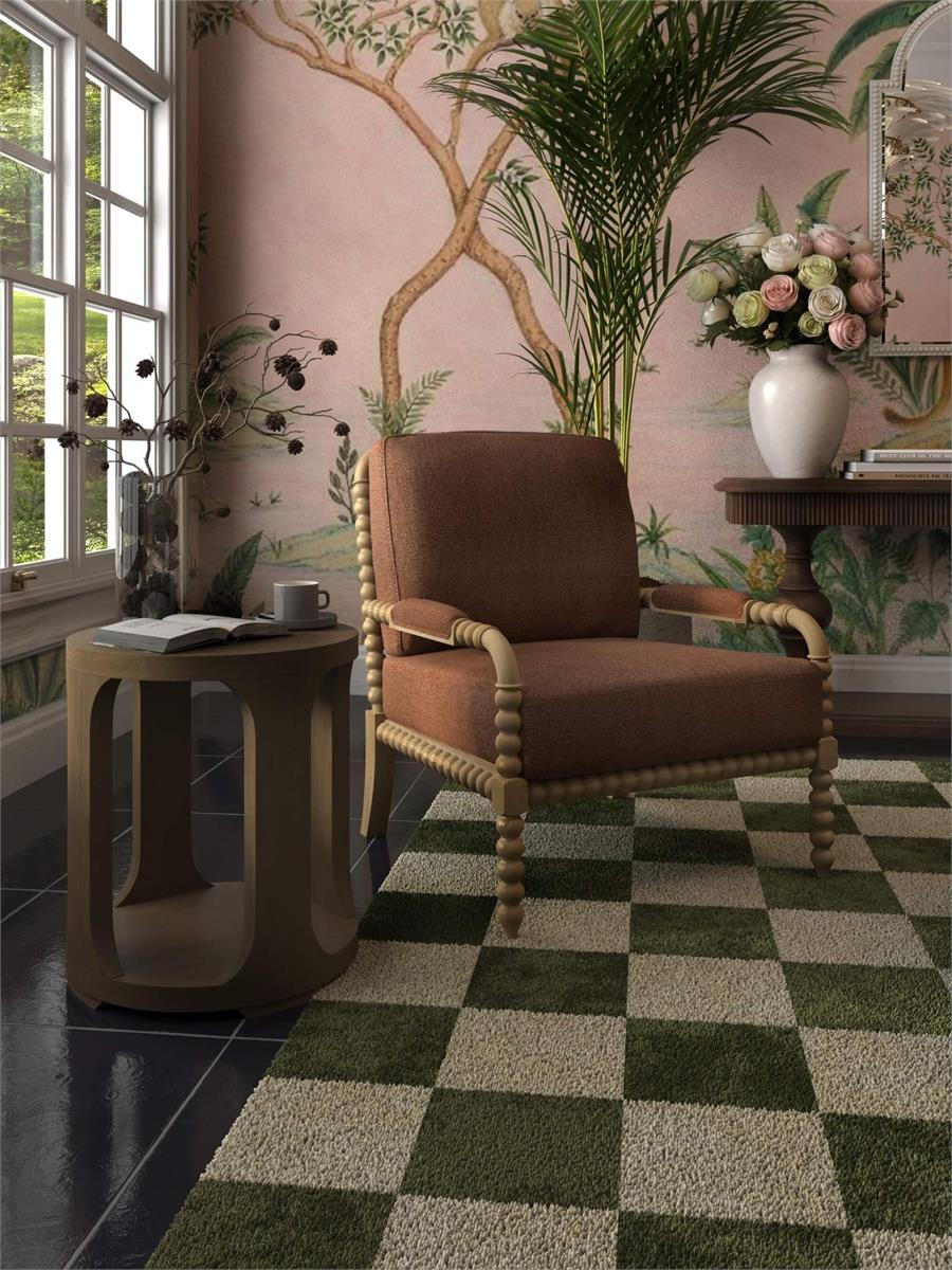 Bramble Cholet Arm Chair — Fruit Wood / Chestnut Brown Chenille