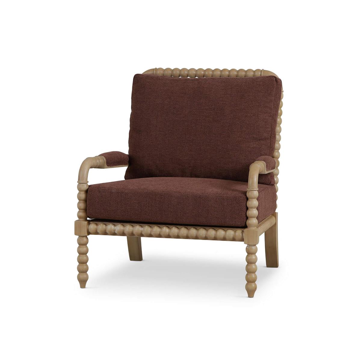 Bramble Cholet Arm Chair — Fruit Wood / Chestnut Brown Chenille