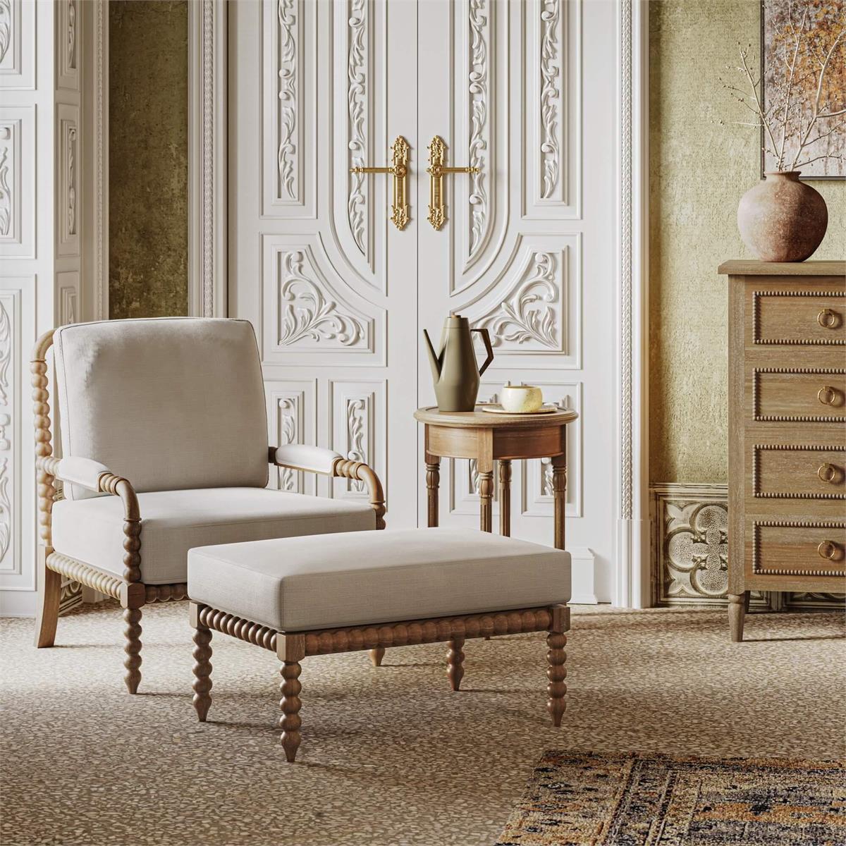 Bramble Cholet Arm Chair — Straw Wash / Arctic