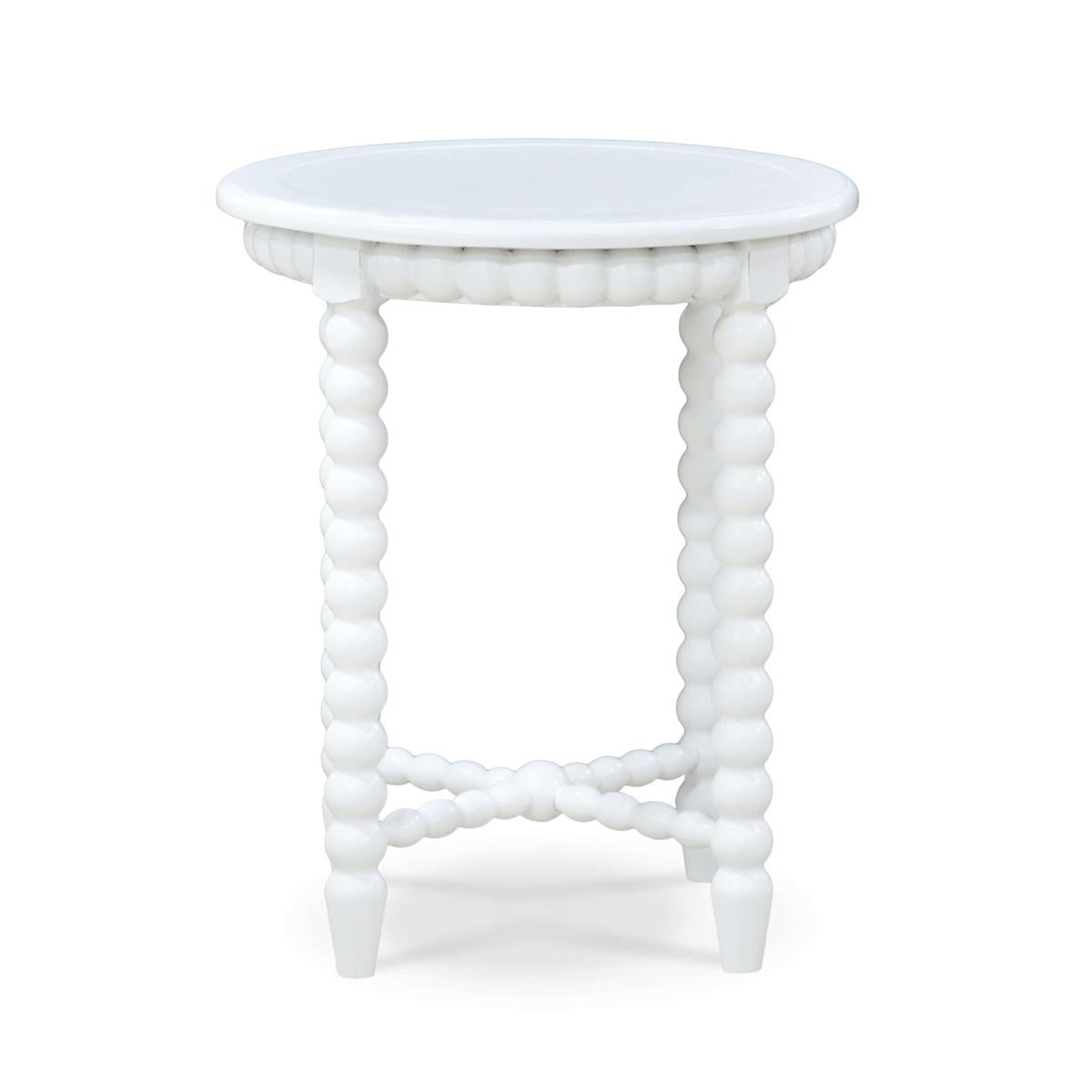 Bramble Cholet Round End Table — Architectural White / Light Distressed
