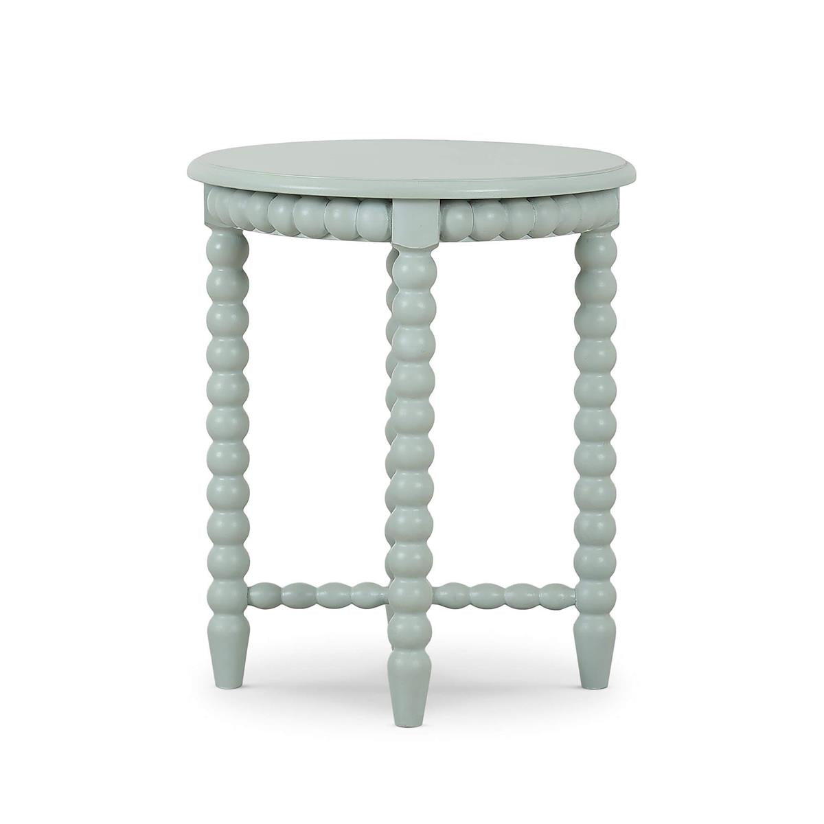 Bramble Cholet Round End Table — Vintage Fennel Green / Light Distressed
