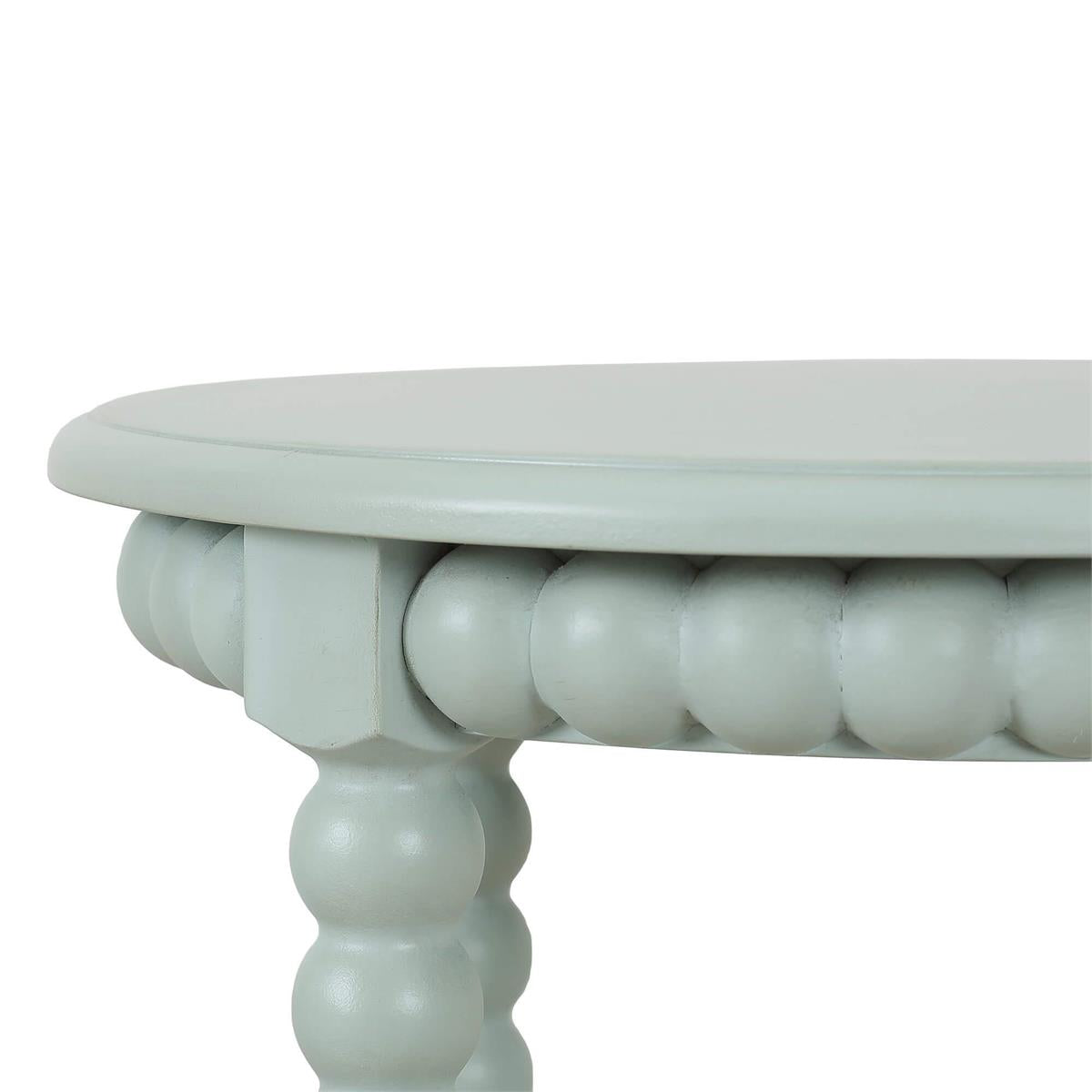 Bramble Cholet Round End Table — Vintage Fennel Green / Light Distressed