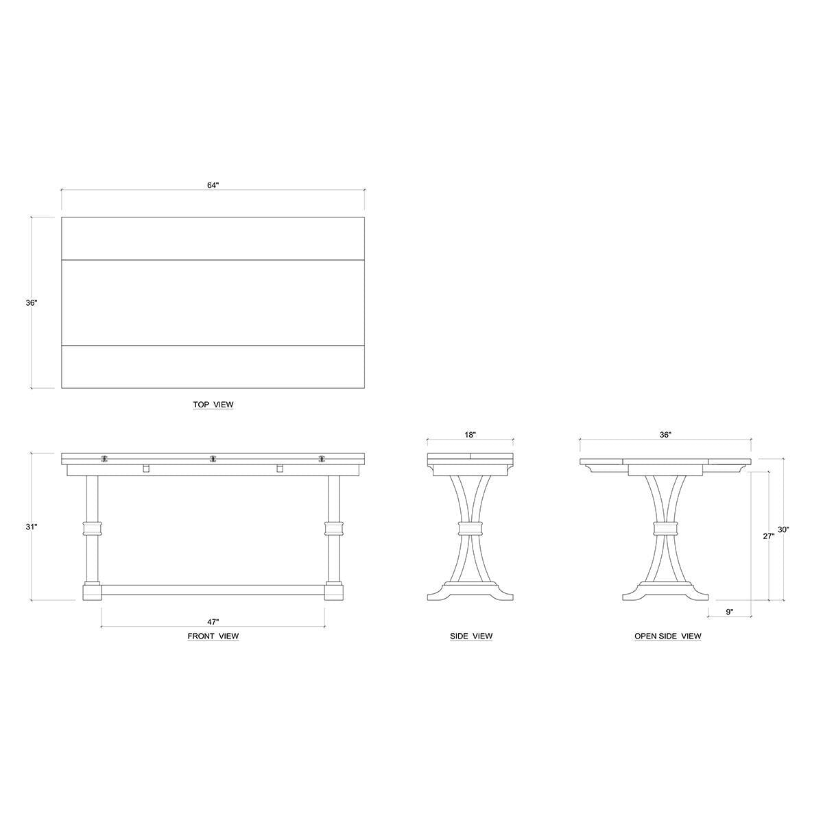 Bramble Archer Folding Top Sofa Table — Straw Wash