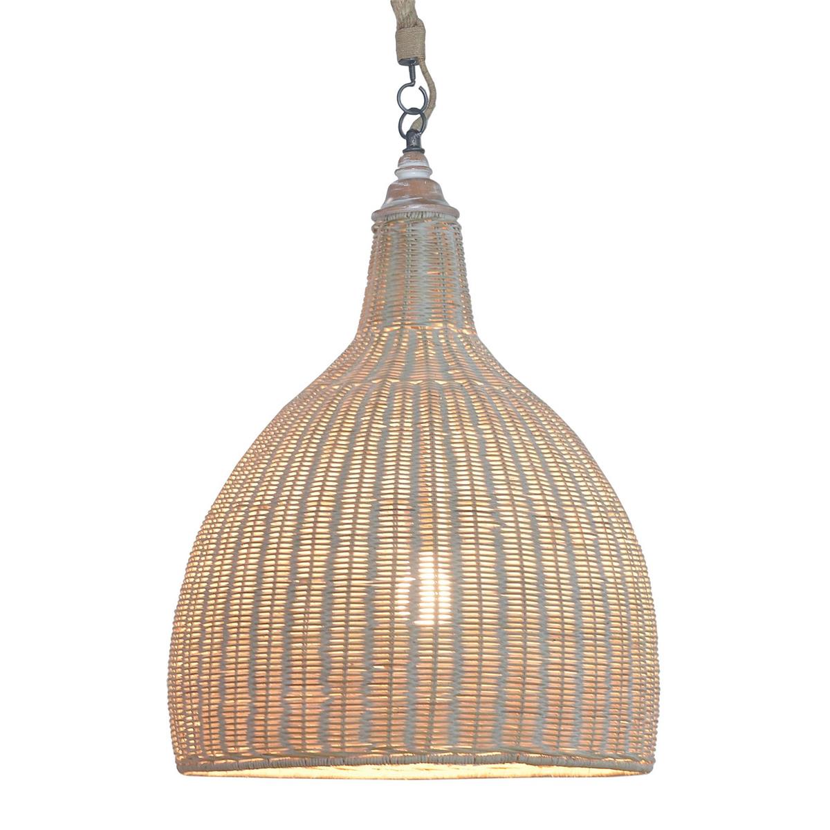 Bramble Hampton Rattan Pendant Medium — Rattan White Wash