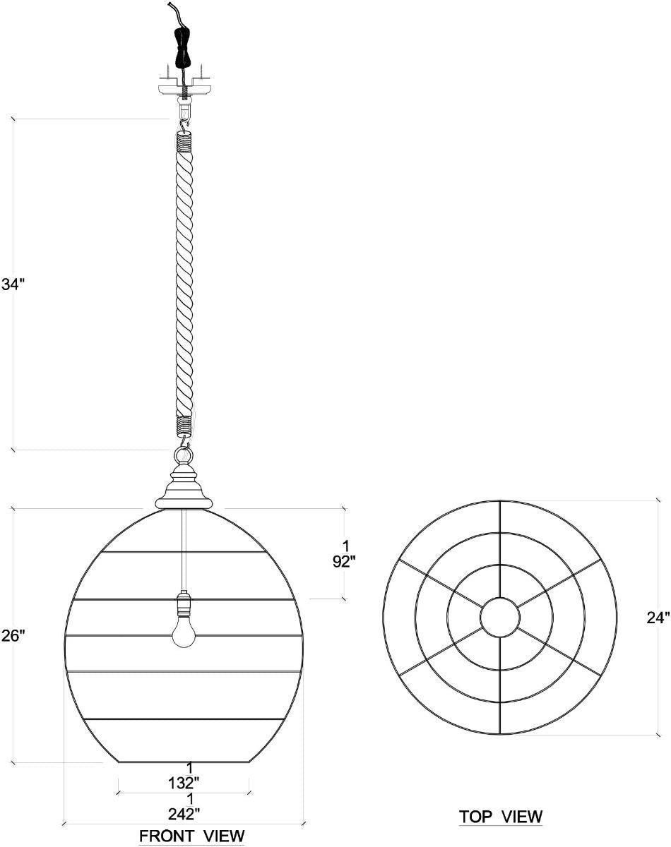 Bramble Ball Rattan Pendant — Rattan White Wash