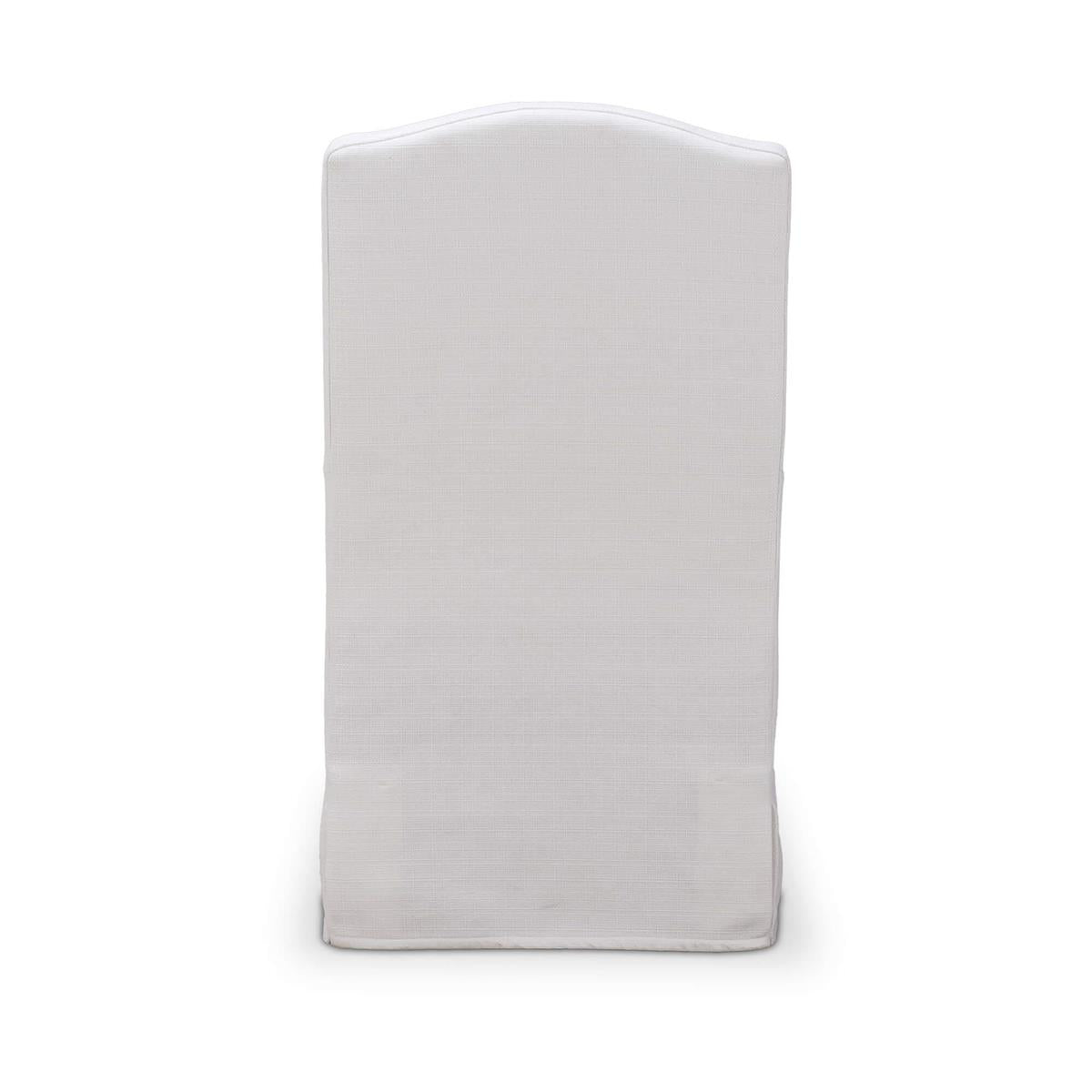 Bramble Sierra Slipcovered Dining Chair w/ Castors w/ Arctic White Performance Fabric — Arctic