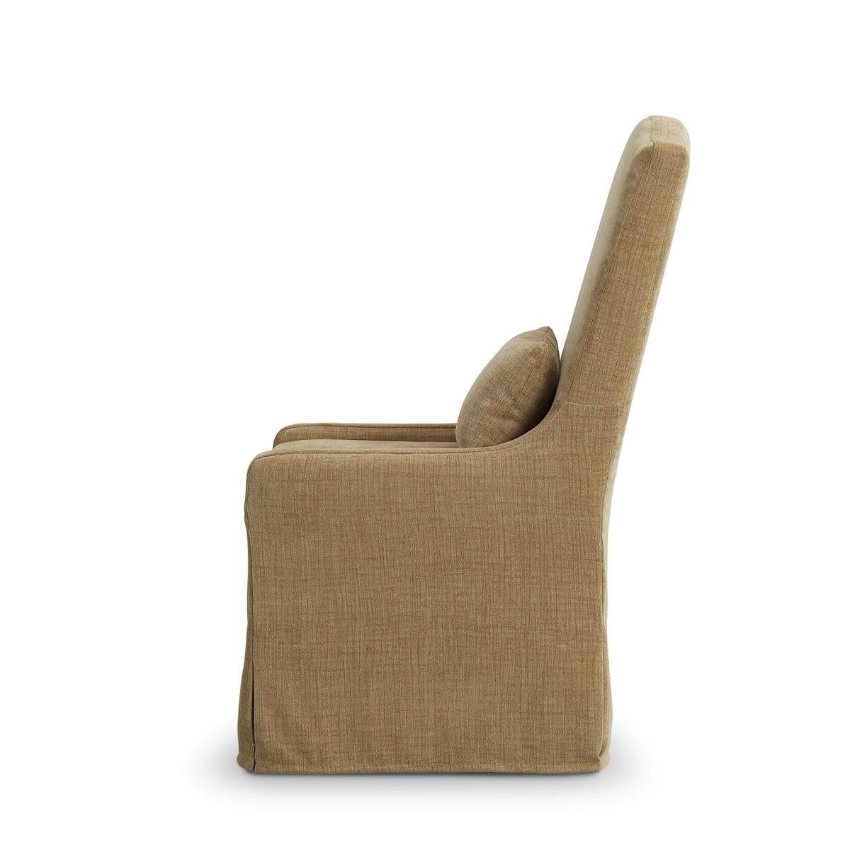 Bramble Sierra Slipcovered Dining Chair w/ Castors w/ Arctic White Performance Fabric — Thames French Yellow