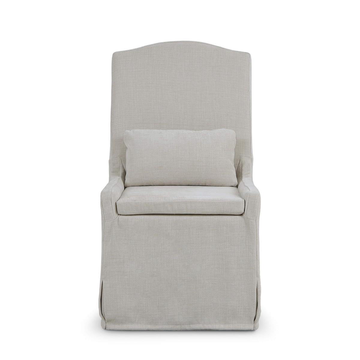 Bramble Sierra Slipcovered Dining Chair w/ Castors w/ Arctic White Performance Fabric — Thames Natural