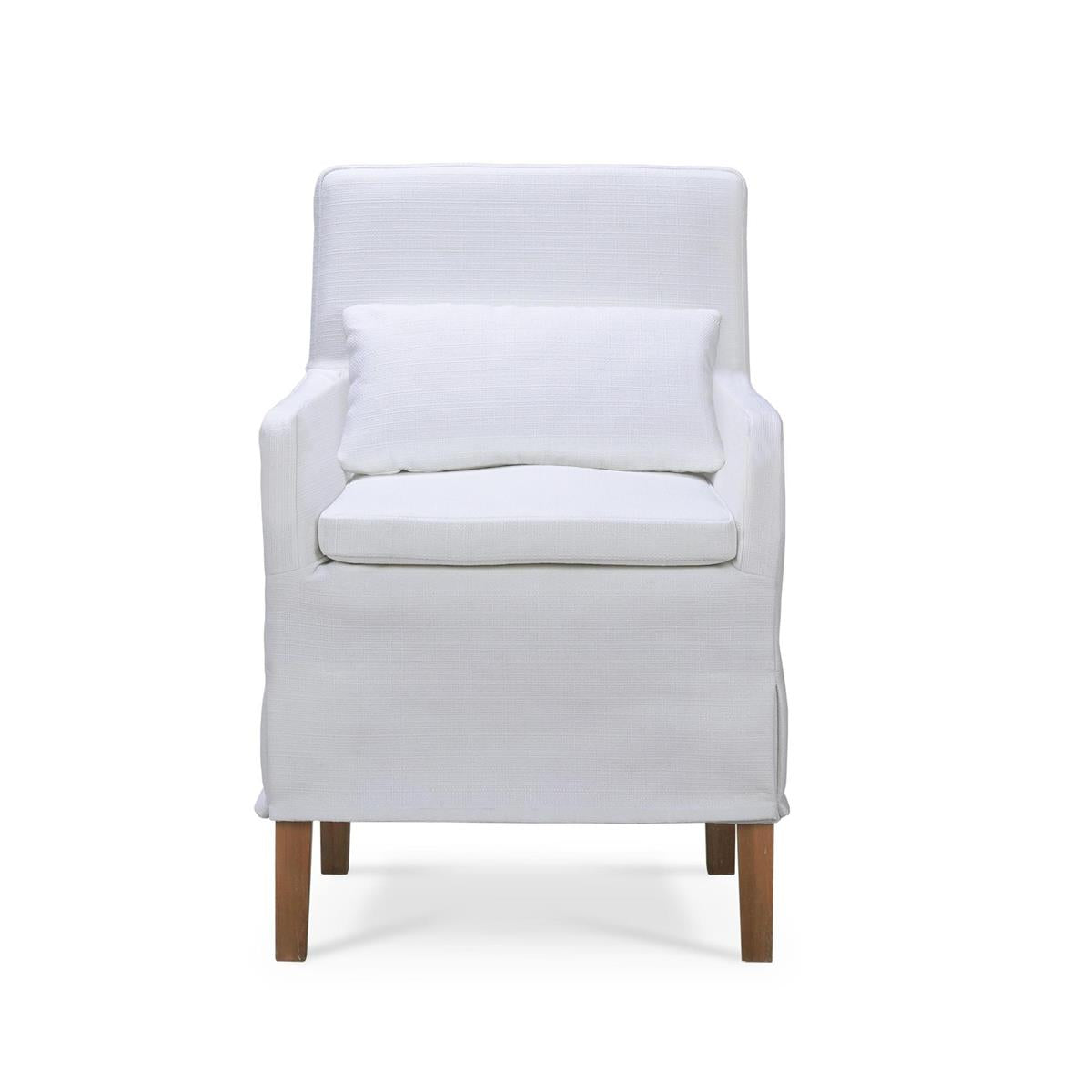 Bramble Bilboa Slipcovered Arm Dining Chair — Arctic / Straw Wash