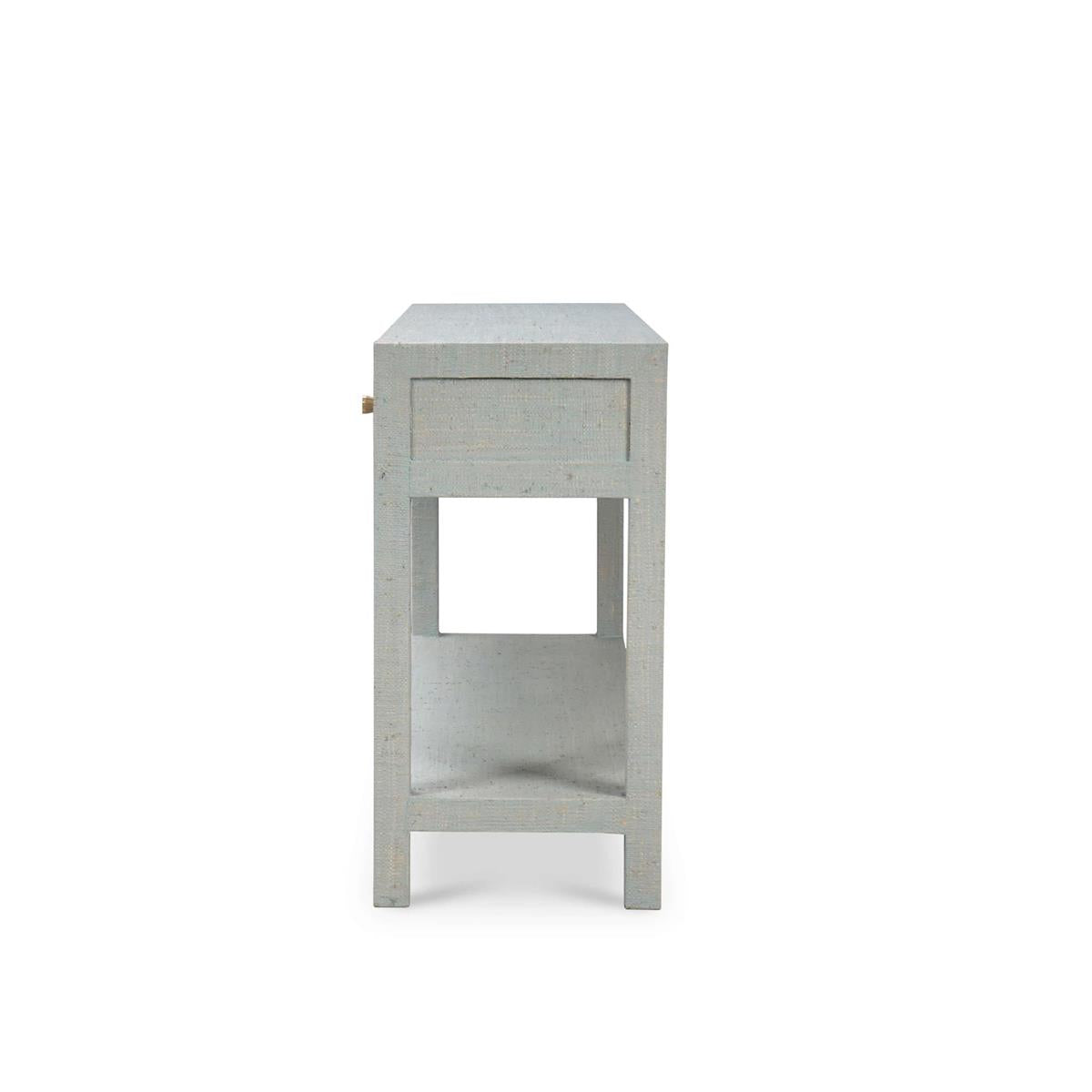Bramble Kagu Console Table w/ Raffia — Raffia Pale Blue Wash