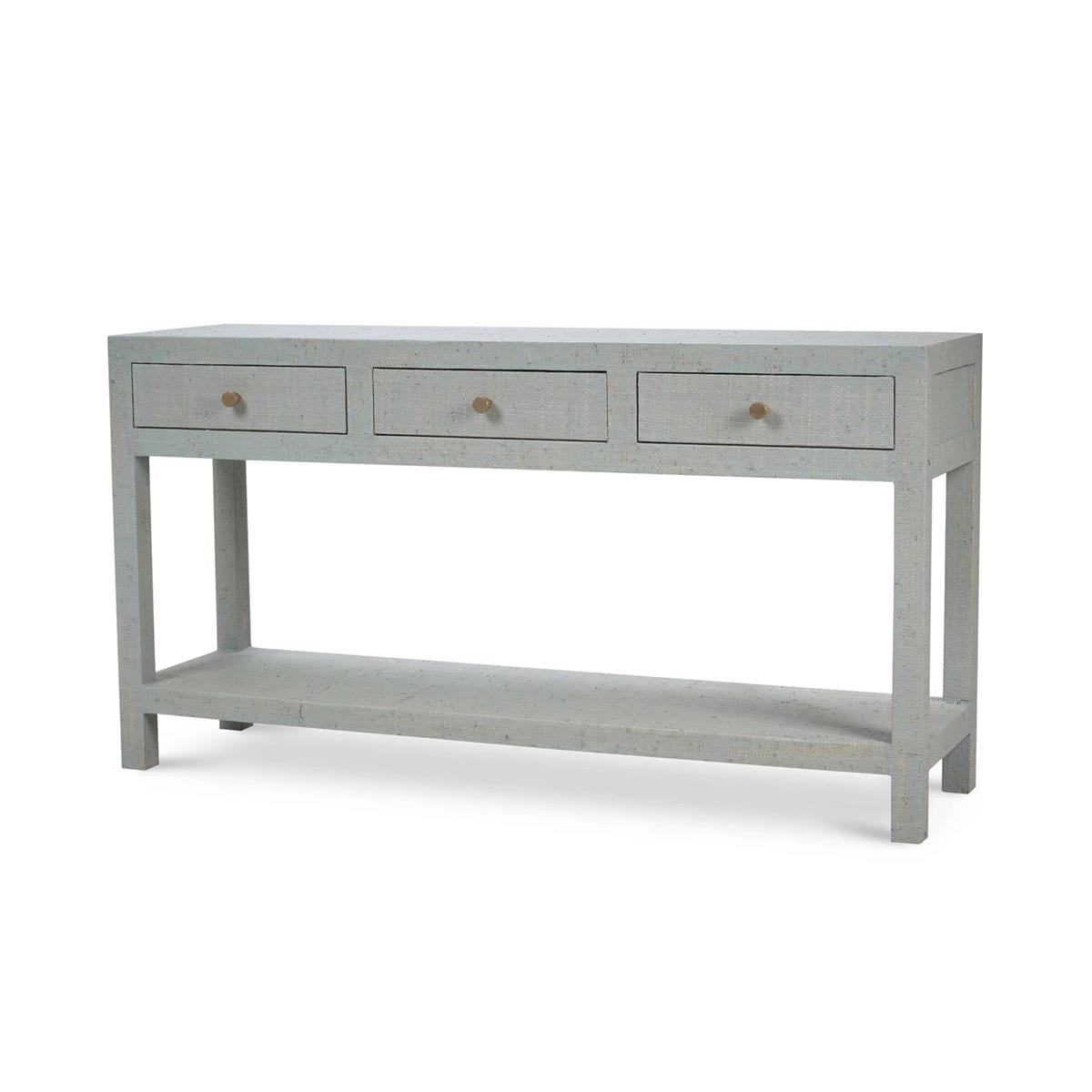 Bramble Kagu Console Table w/ Raffia — Raffia Pale Blue Wash