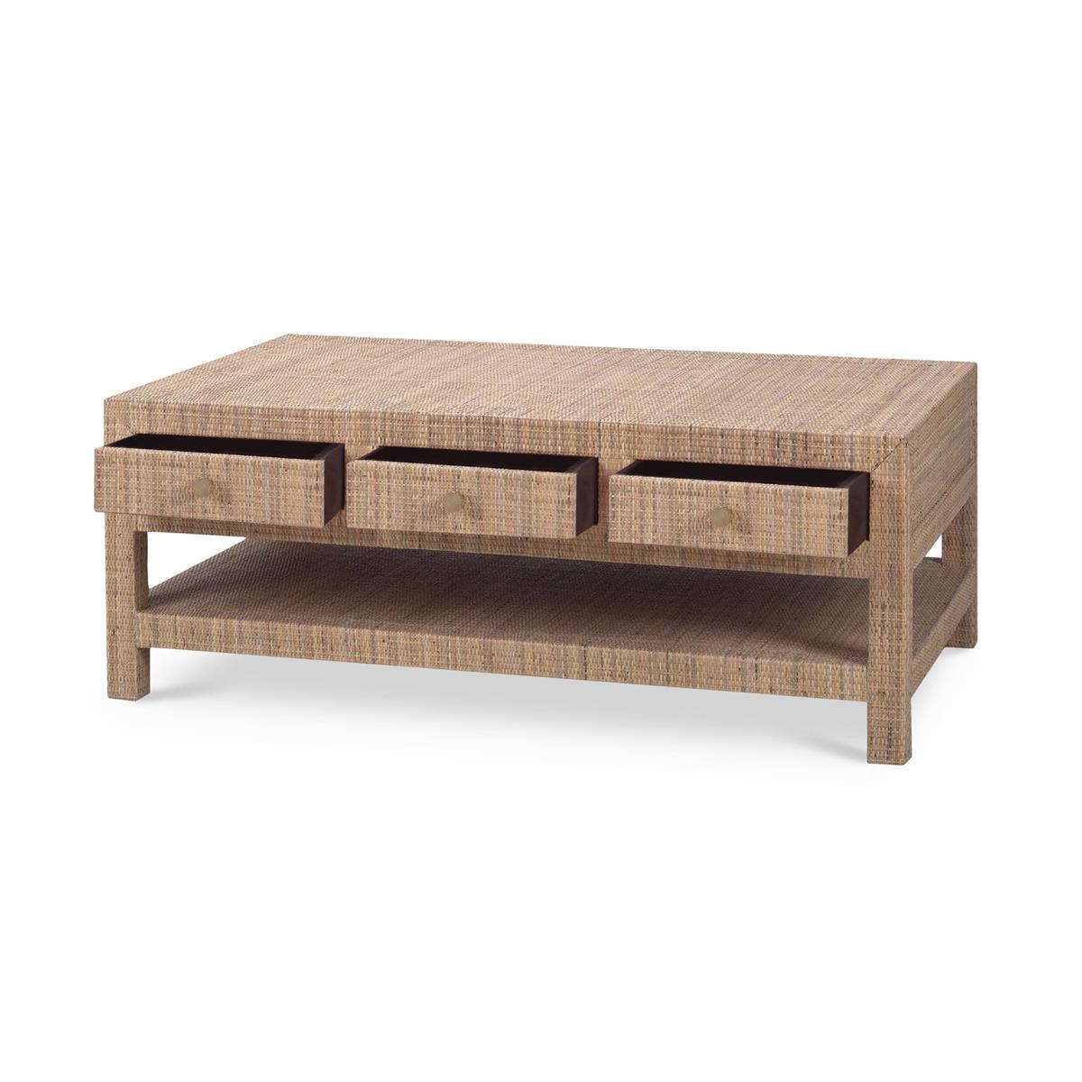 Bramble Kagu 6 Drawer Coffee Table w/ Natural Rattan — Rattan Natural