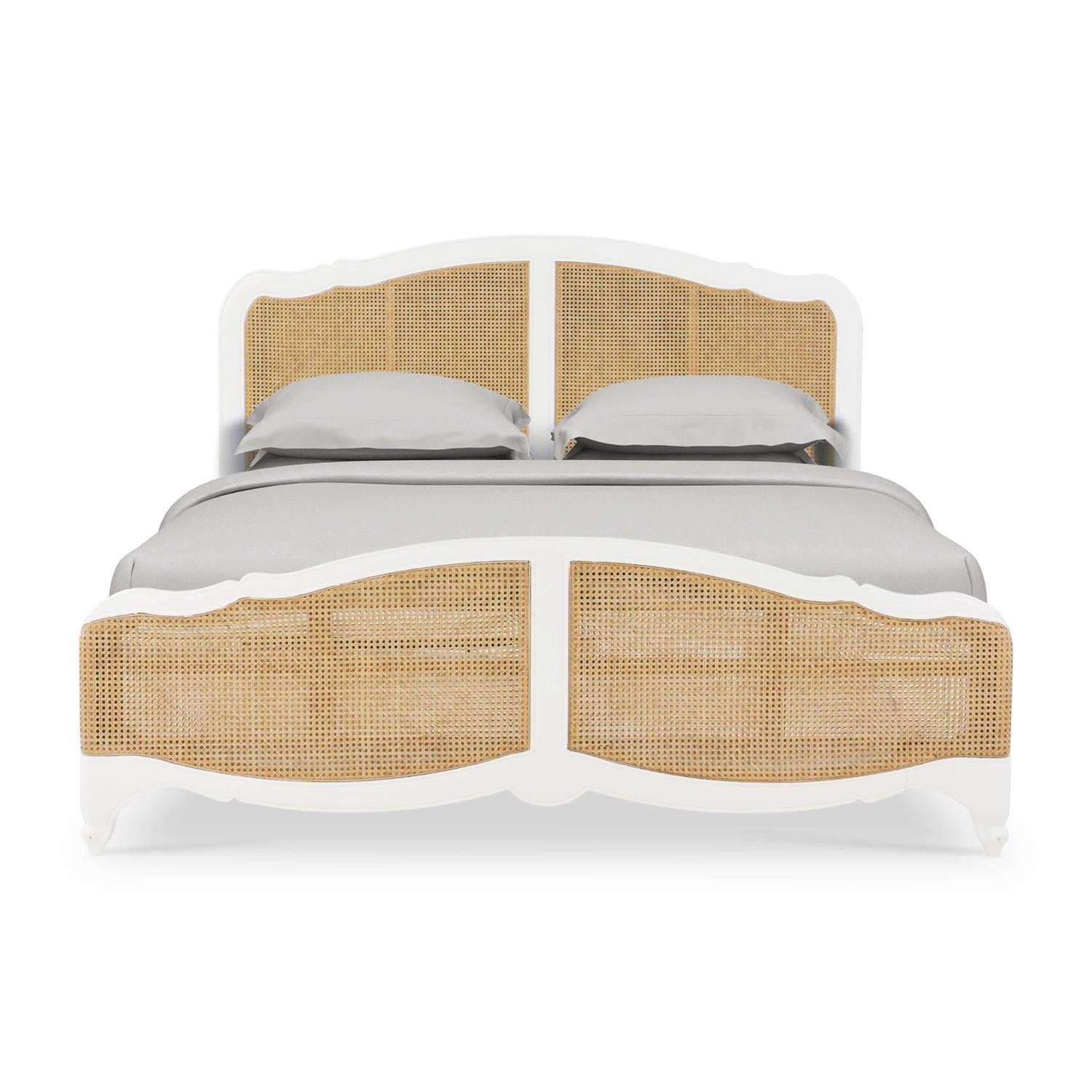 Bramble Covington Rattan Bed King — Architectural White / Rattan Natural