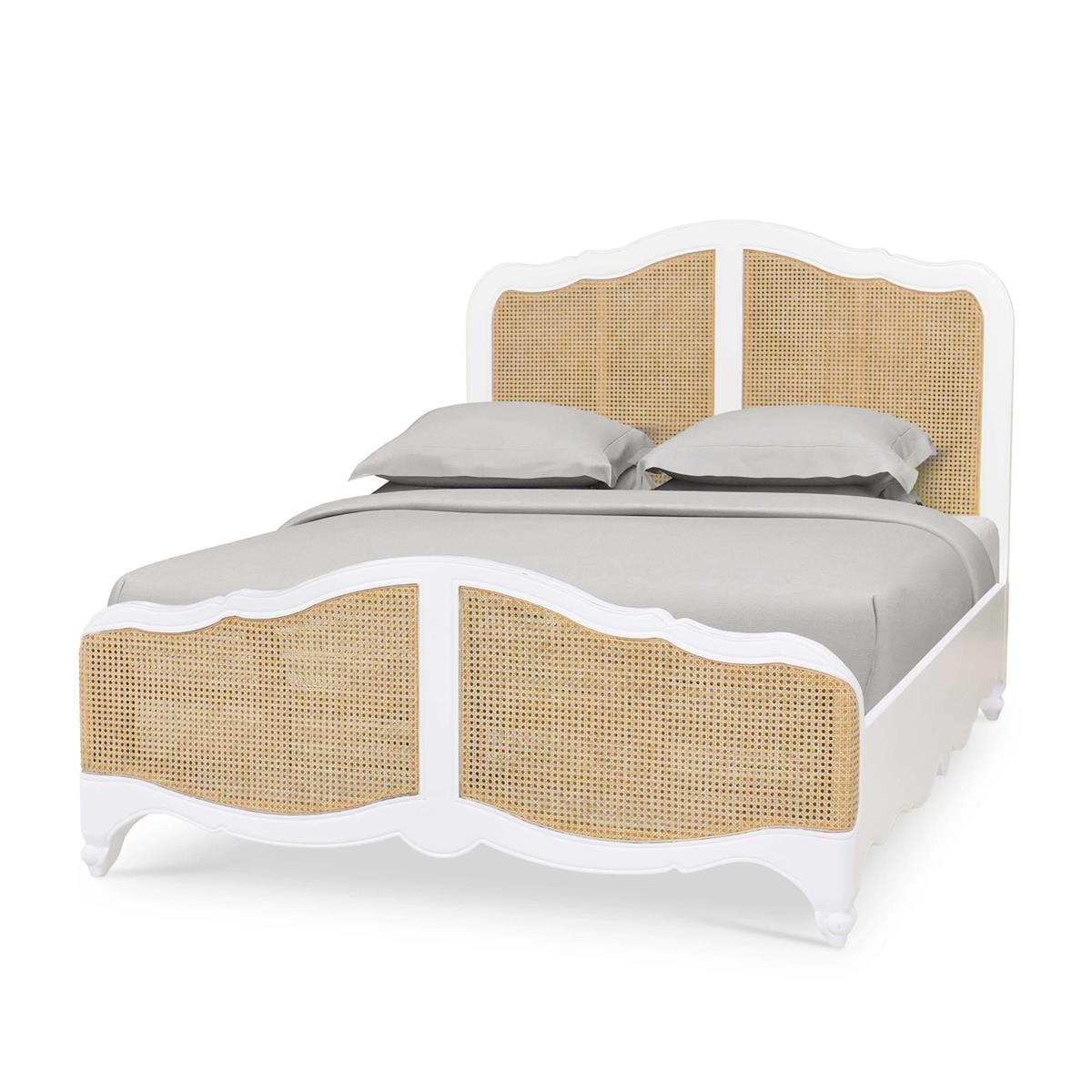 Bramble Covington Rattan Bed Queen — Architectural White / Rattan Natural