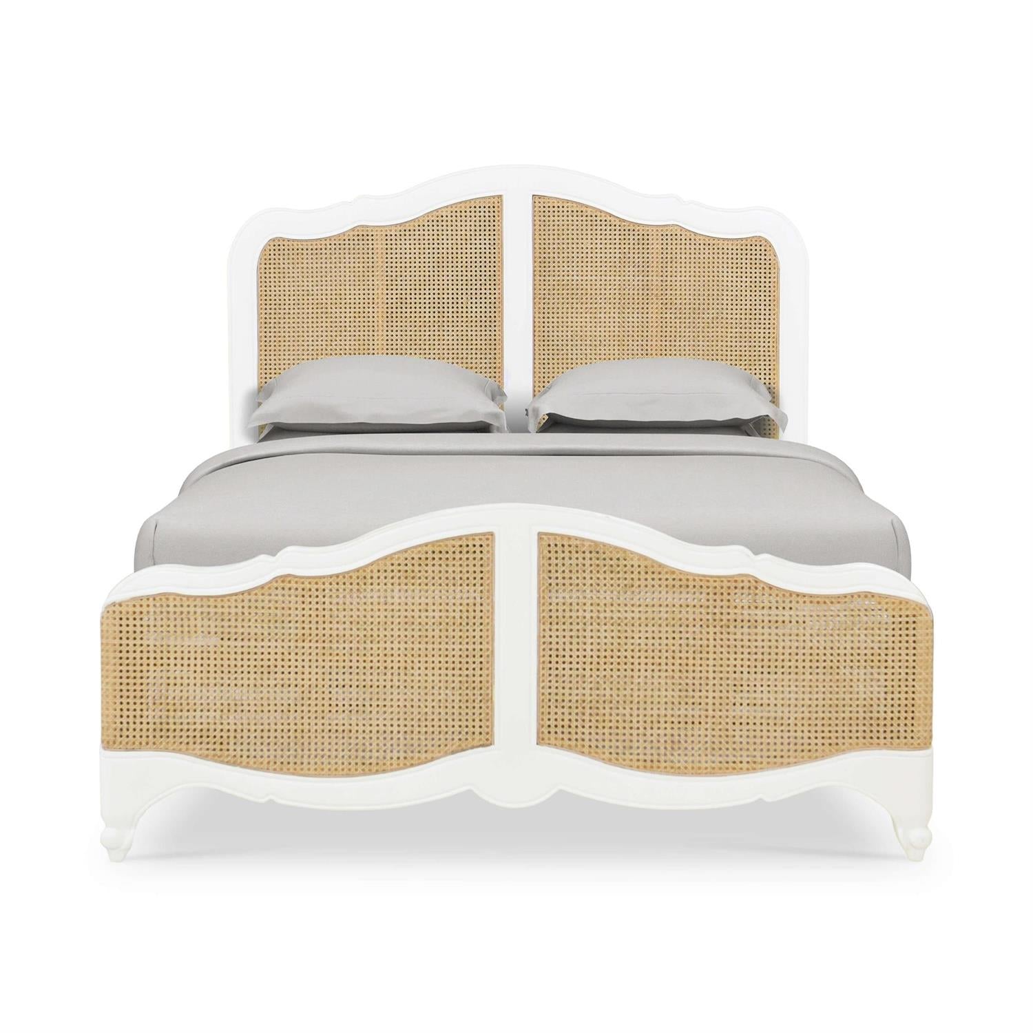 Bramble Covington Rattan Bed Queen — Architectural White / Rattan Natural
