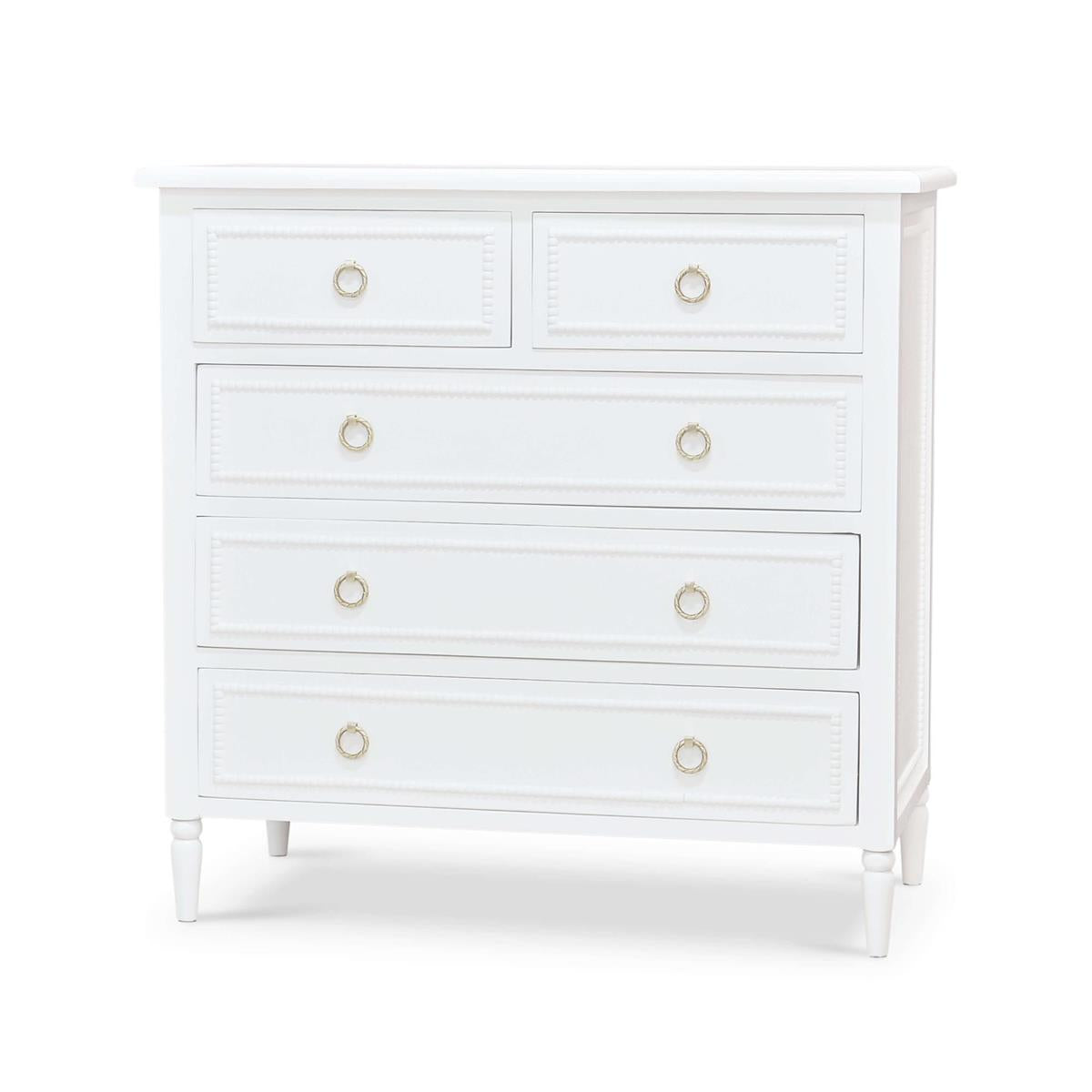 Bramble Cholet 5 Drawer Dresser — Architectural White / Light Distressed