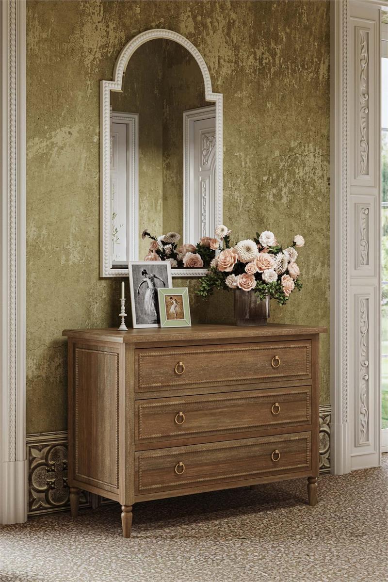 Bramble Cholet Curved Mirror — Architectural White / Light Distressed