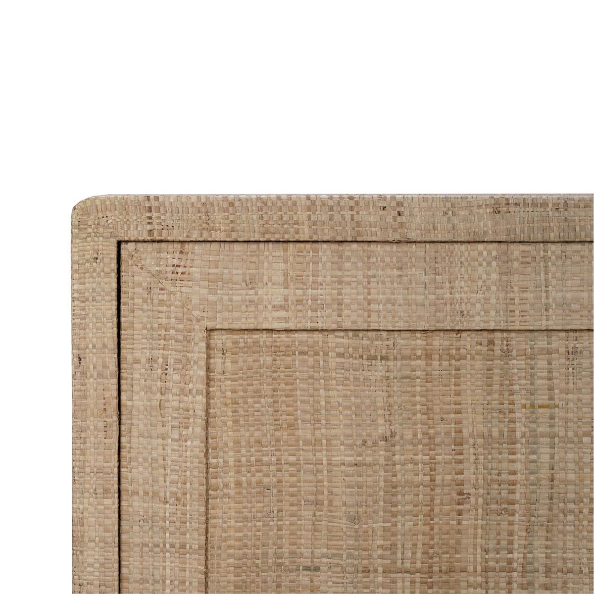 Bramble Pierre Mid Century Buffet/Media w/ Raw Raffia and Straw — Raffia Raw / Straw Wash