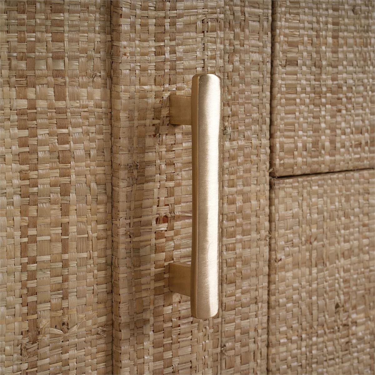 Bramble Pierre Mid Century Buffet/Media w/ Raw Raffia and Straw — Raffia Raw / Straw Wash