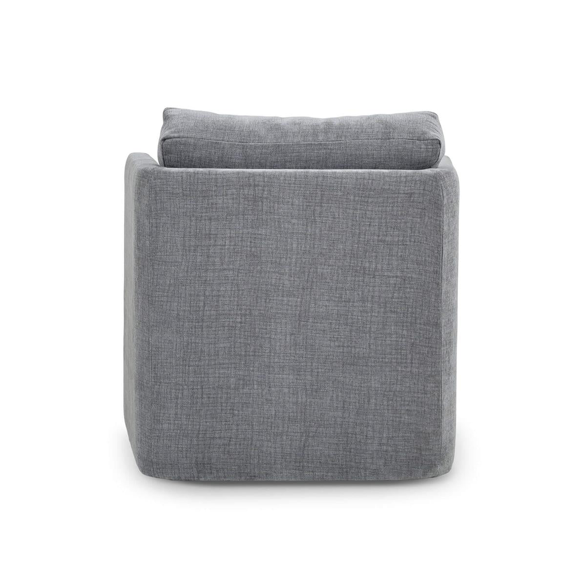 Bramble Normandy Swivel Chair — Dark Walnut / Thames Gray Ashen