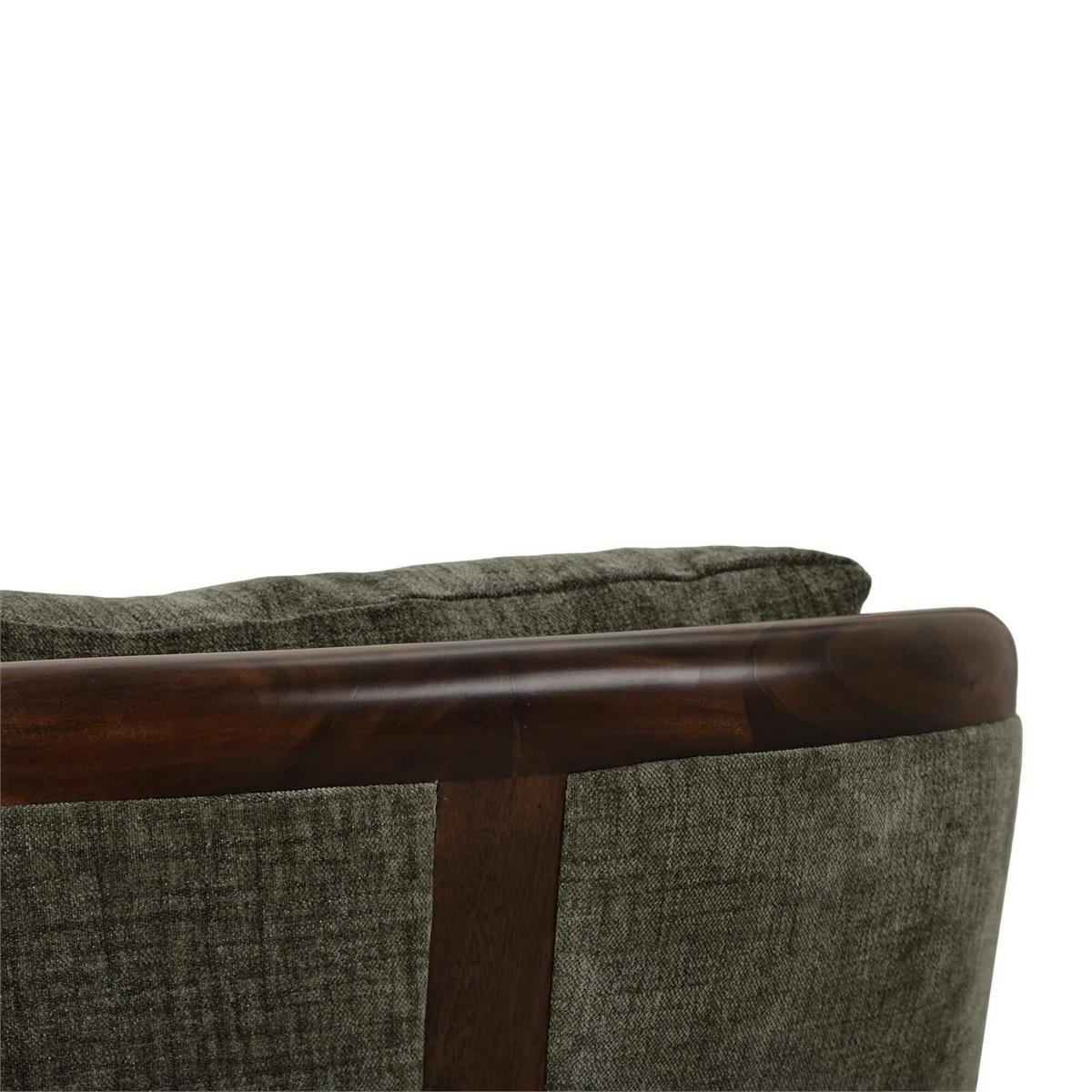 Bramble Aden Swivel Chair w/ Mahogany Frame — Matt Teak Brown / Thames Moss Green